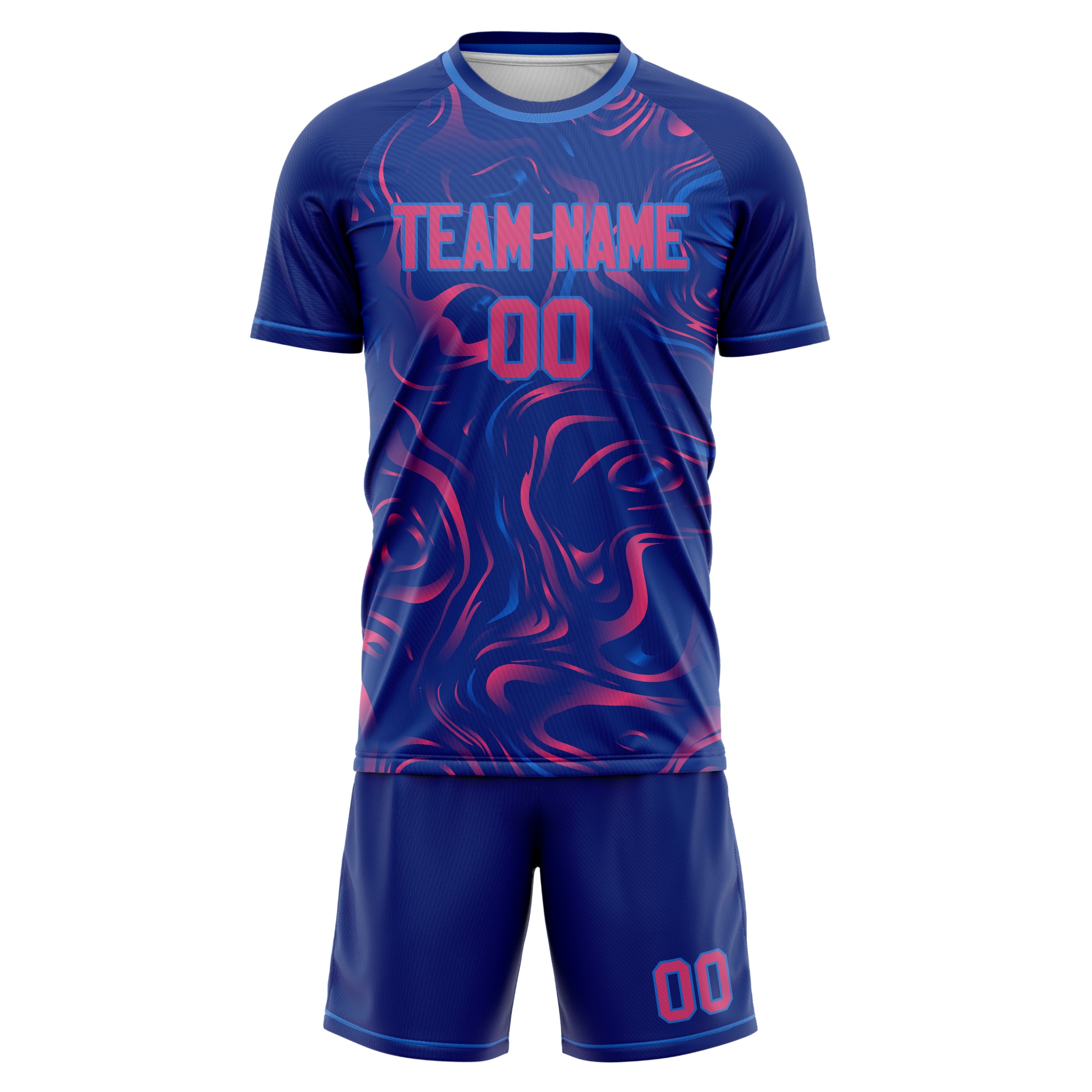 Custom Royal Pink GeometricalPattern Soccer Jersey