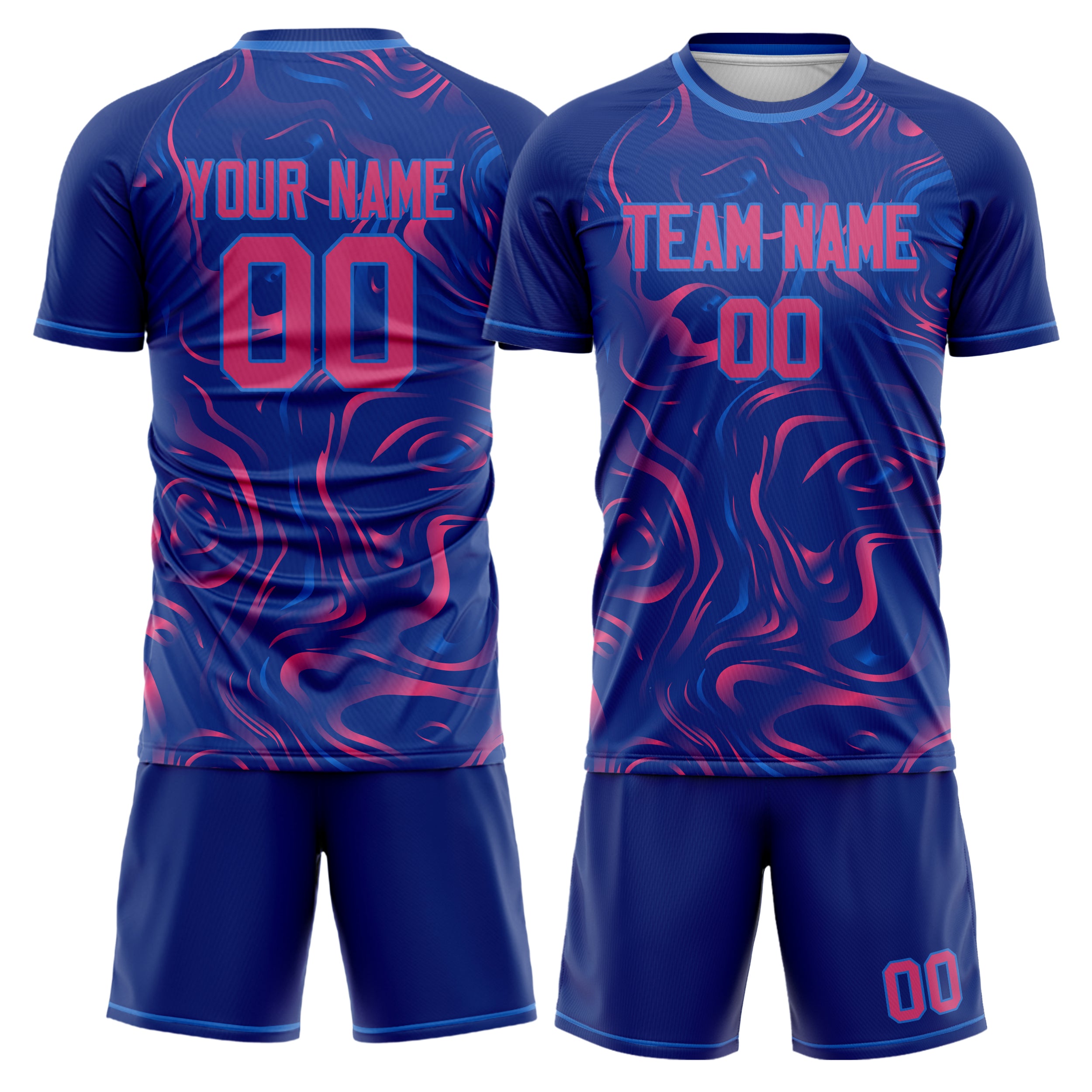 Custom Royal Pink GeometricalPattern Soccer Jersey