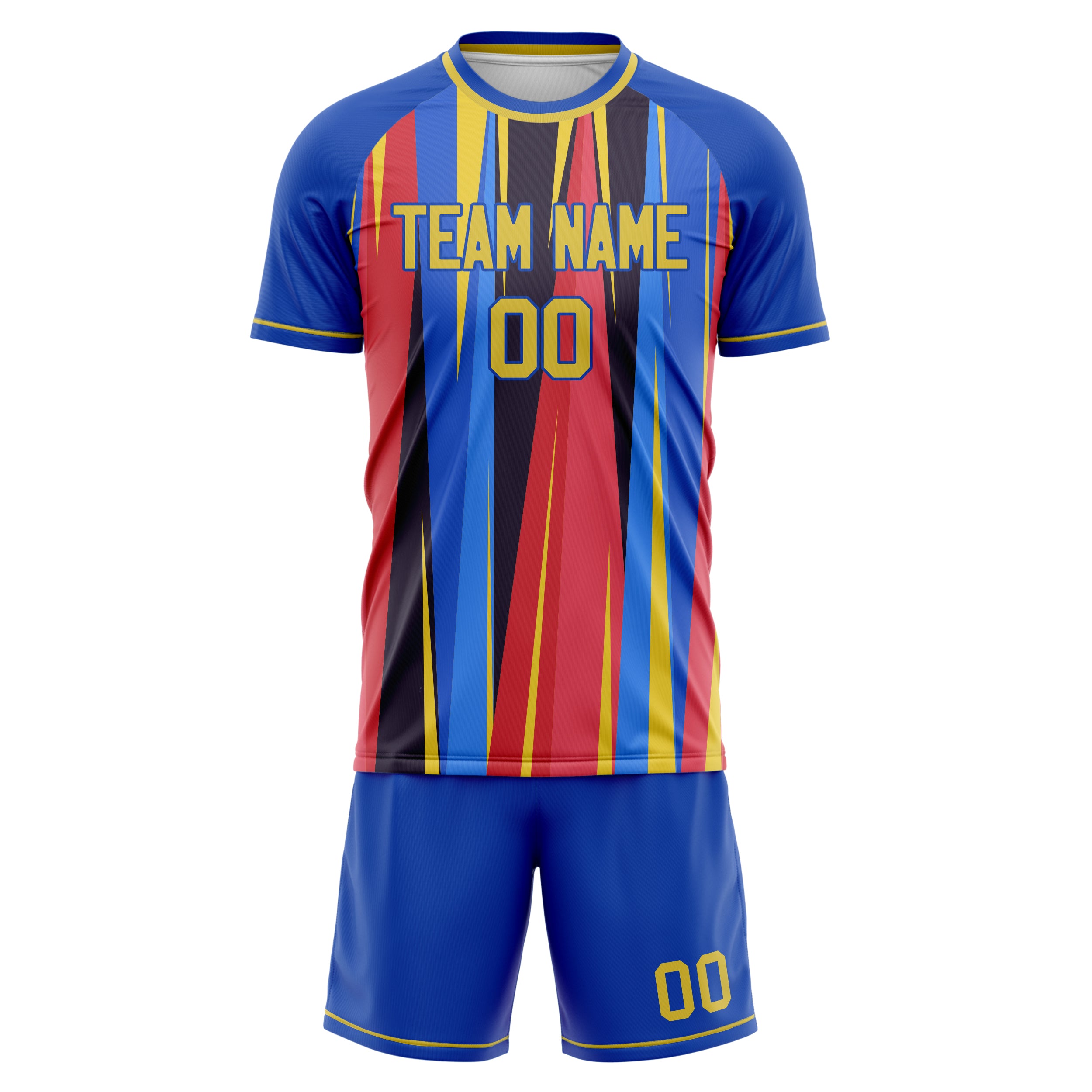Custom Royal Gold GeometricalPattern Soccer Jersey