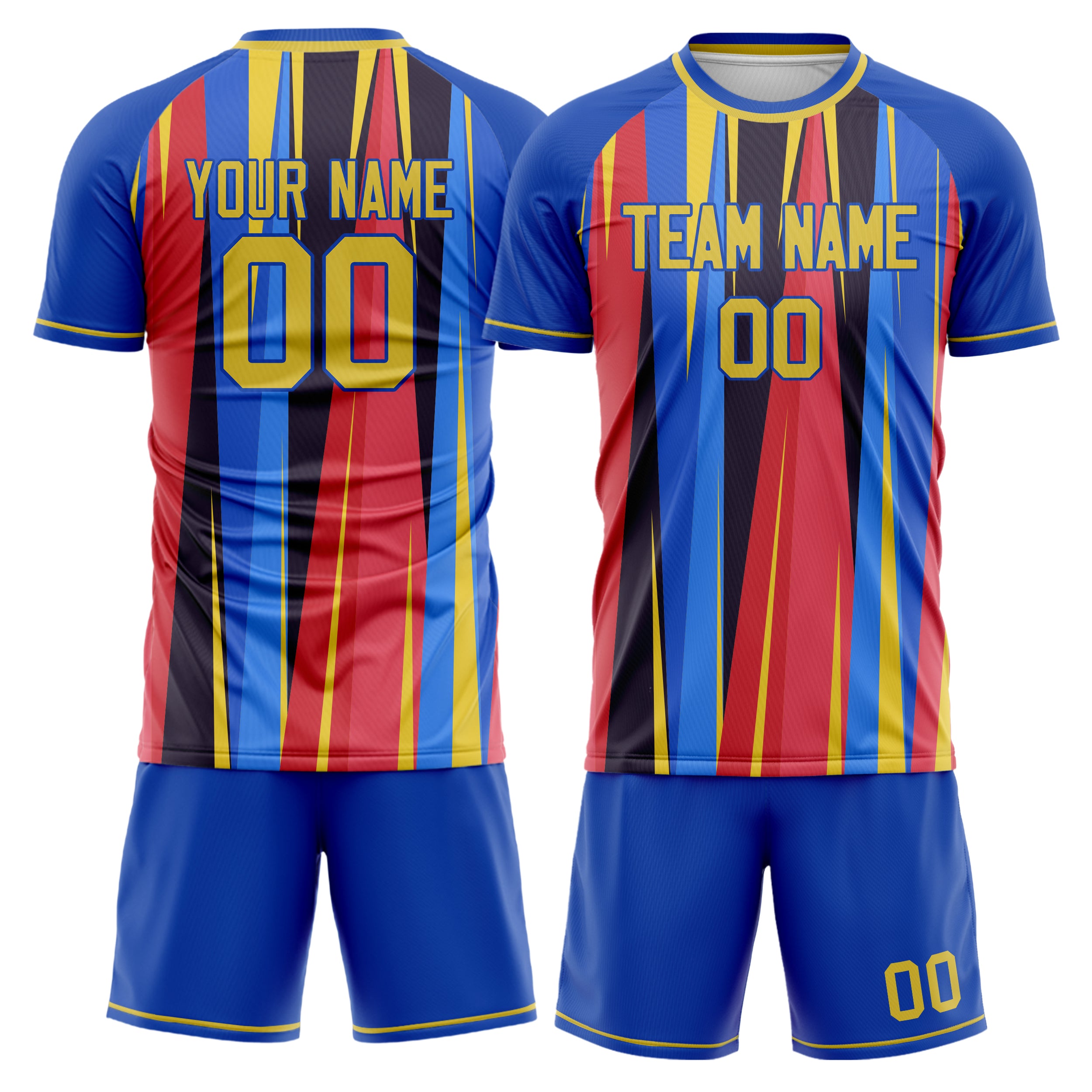 Custom Royal Gold GeometricalPattern Soccer Jersey