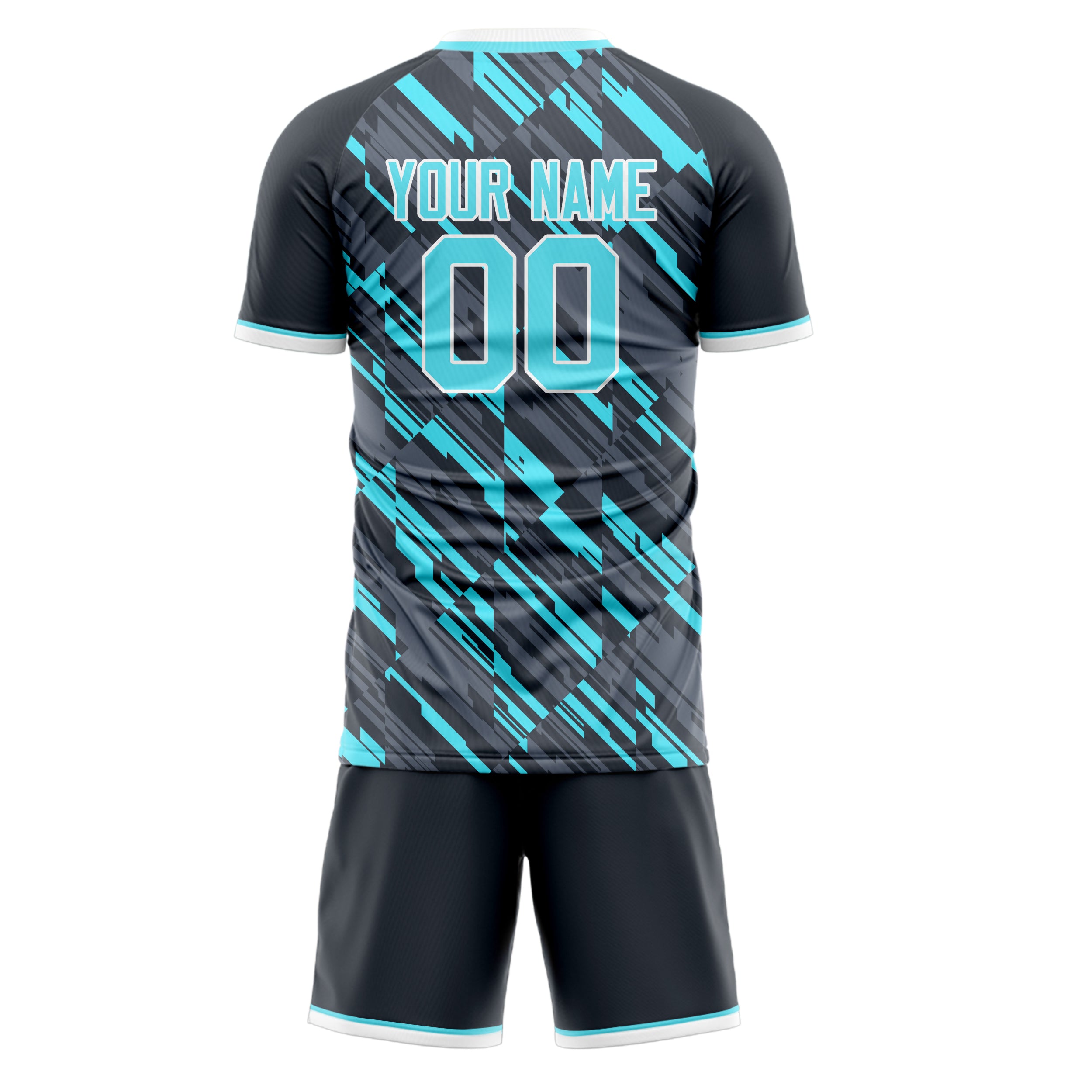 Custom Gray Light Blue GeometricalPattern Soccer Jersey