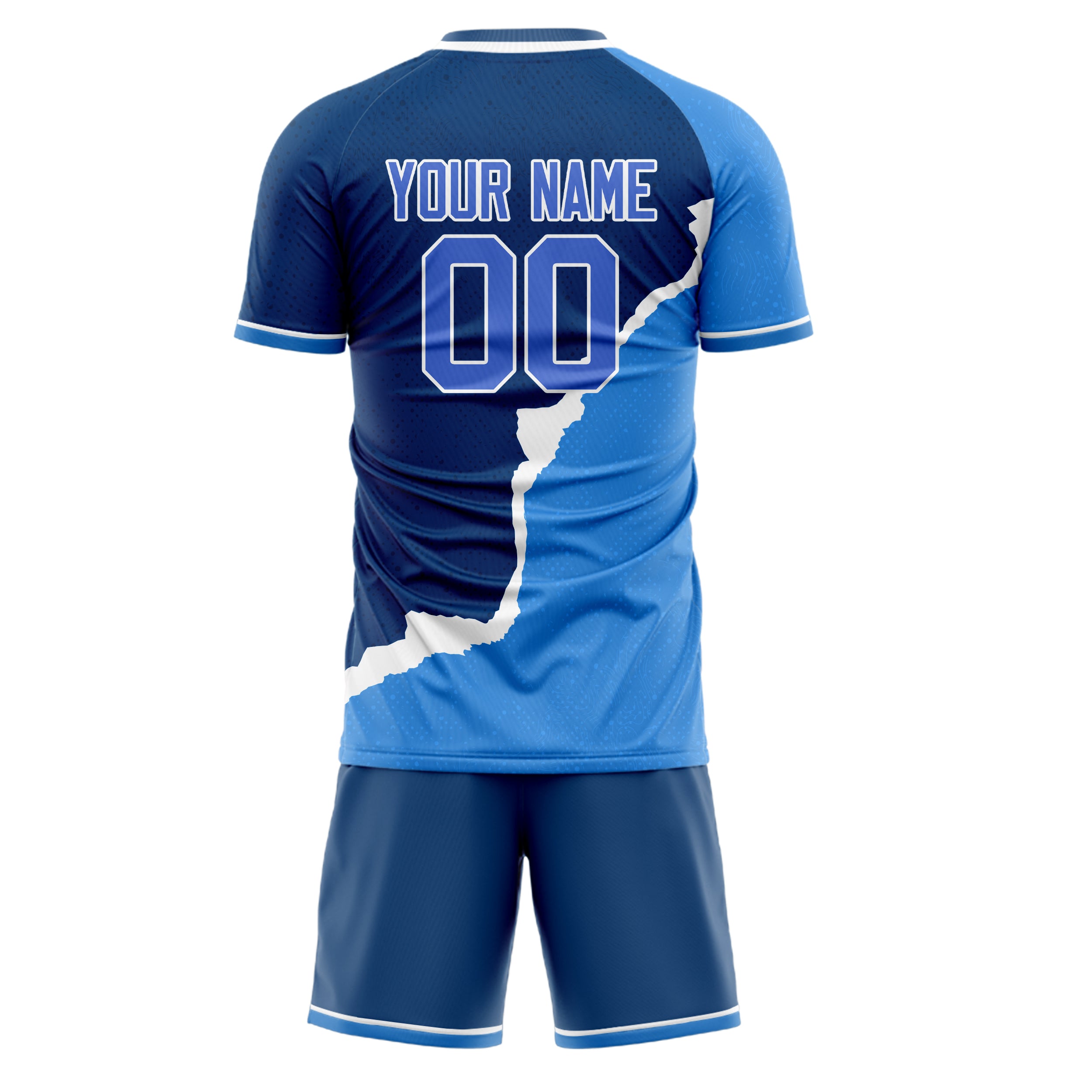 Custom Navy Blue GeometricalPattern Soccer Jersey