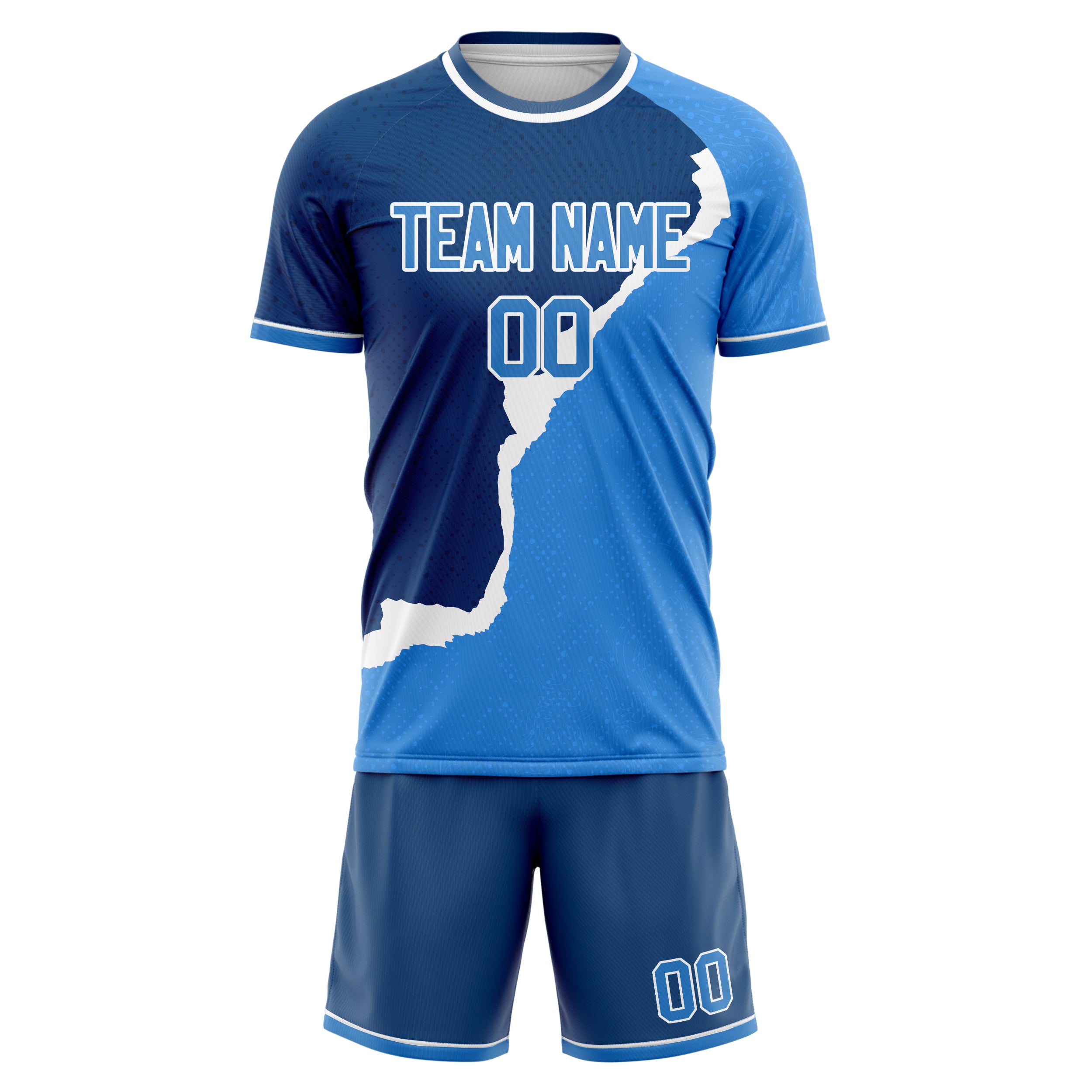 Custom Navy Blue GeometricalPattern Soccer Jersey