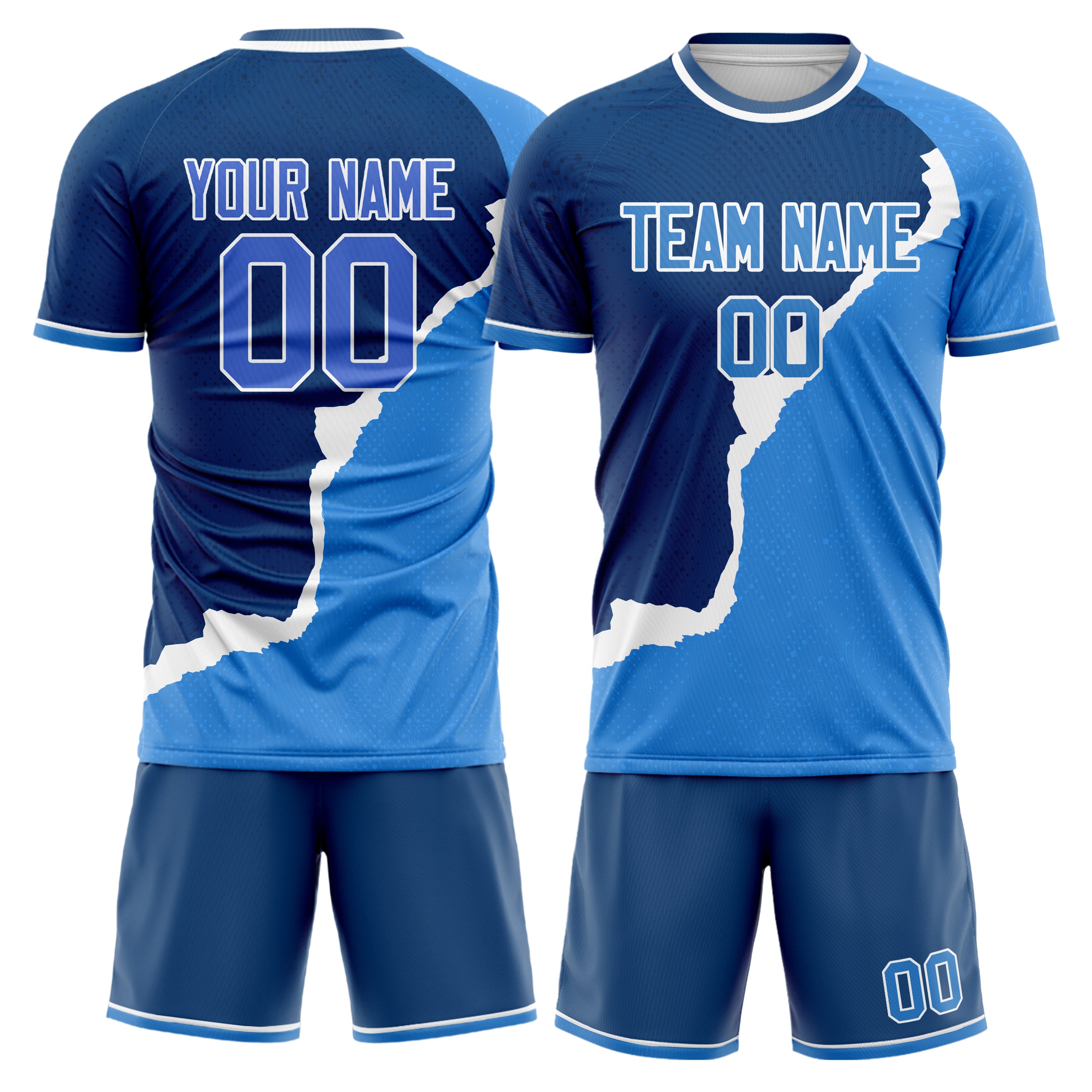 Custom Navy Blue GeometricalPattern Soccer Jersey