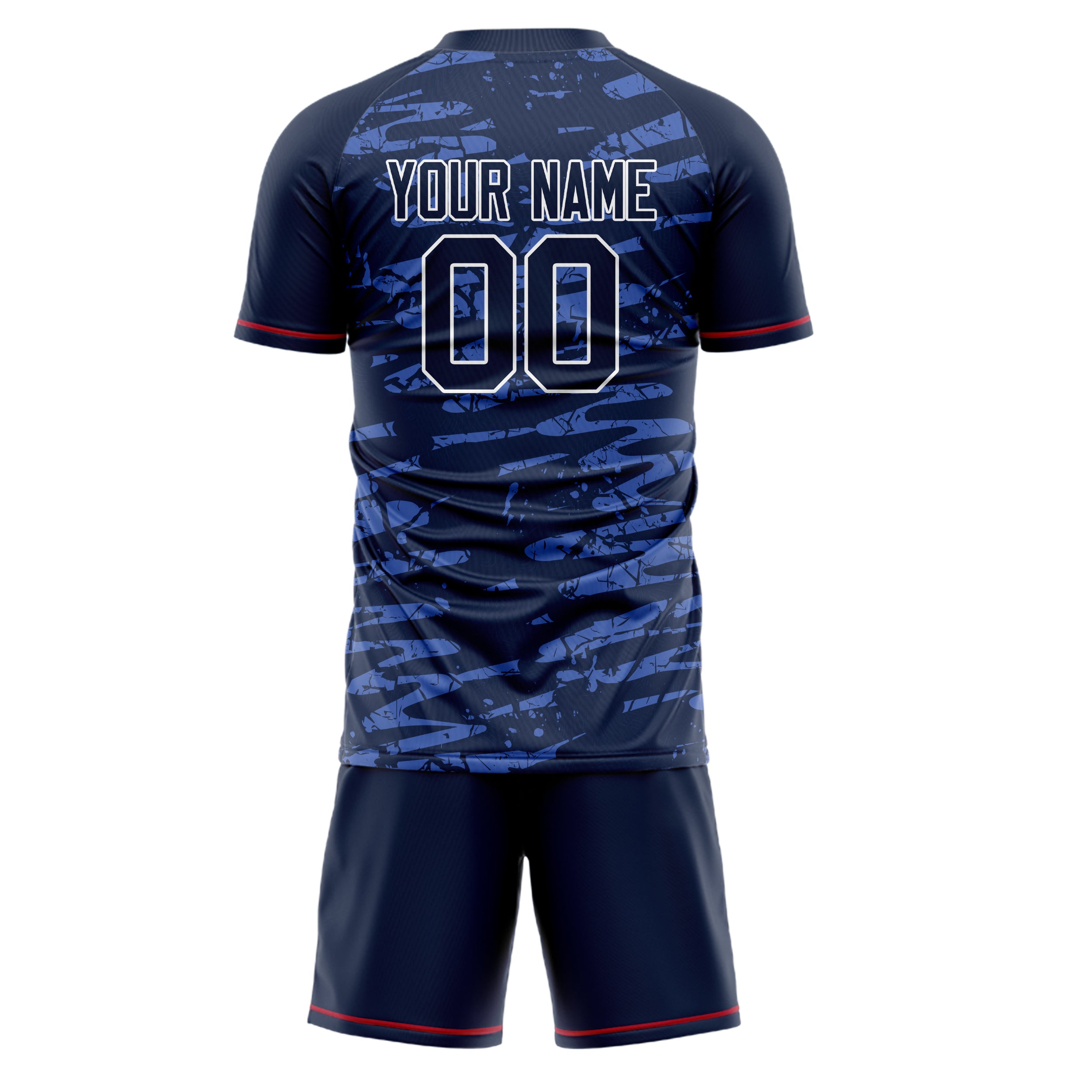 Custom Navy White GeometricalPattern Soccer Jersey