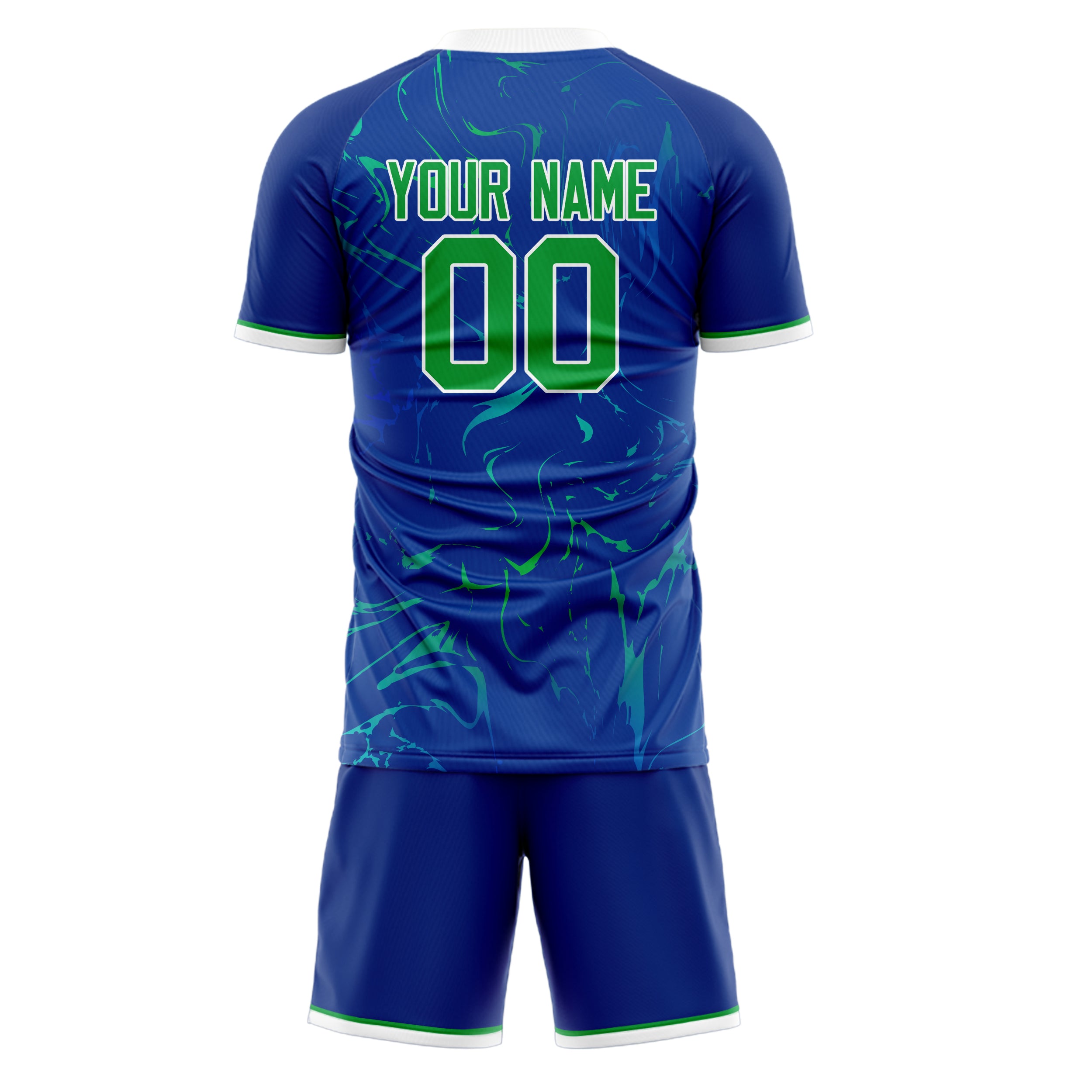 Custom Royal Kelly Green GeometricalPattern Soccer Jersey