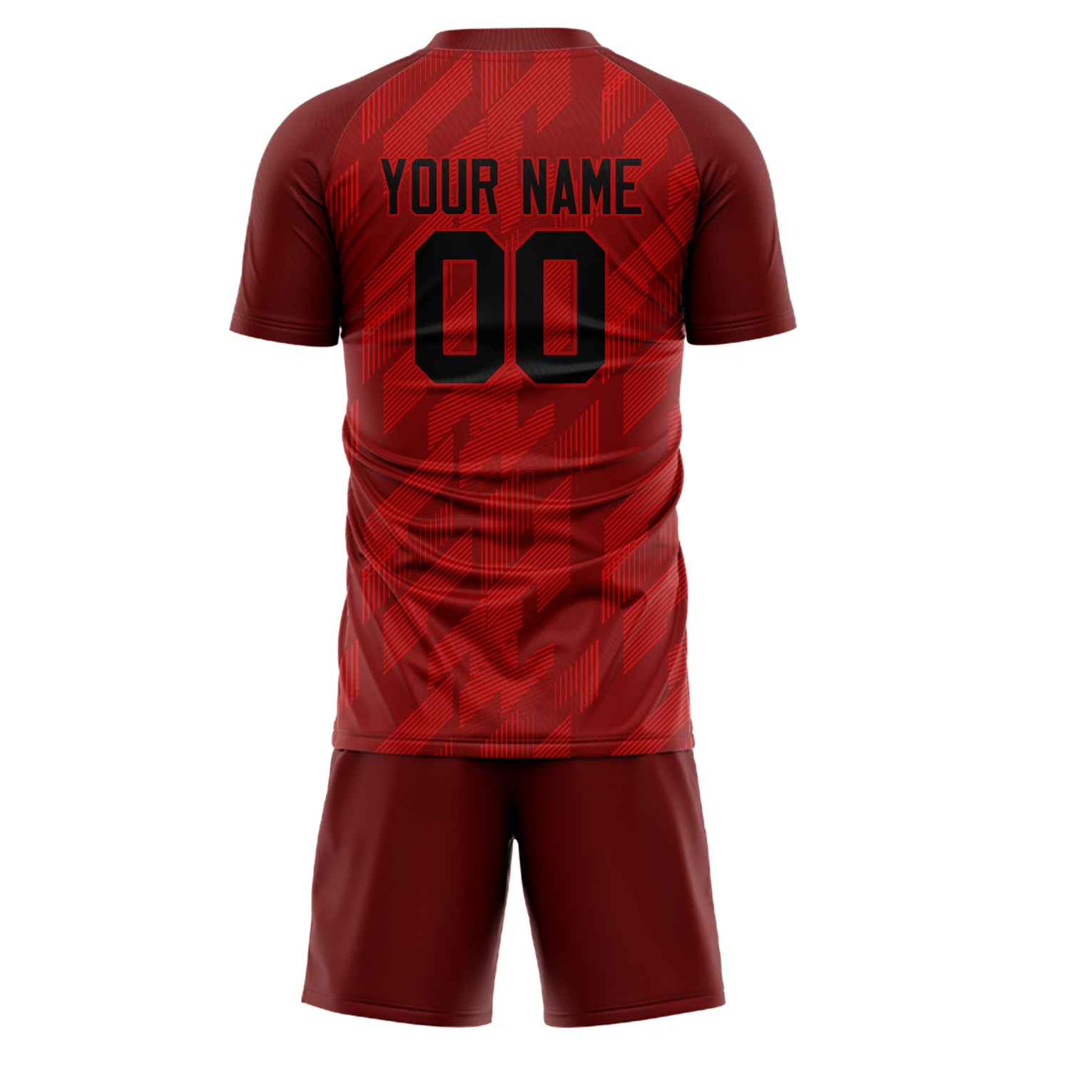 Custom Red Black GeometricalPattern Soccer Jersey