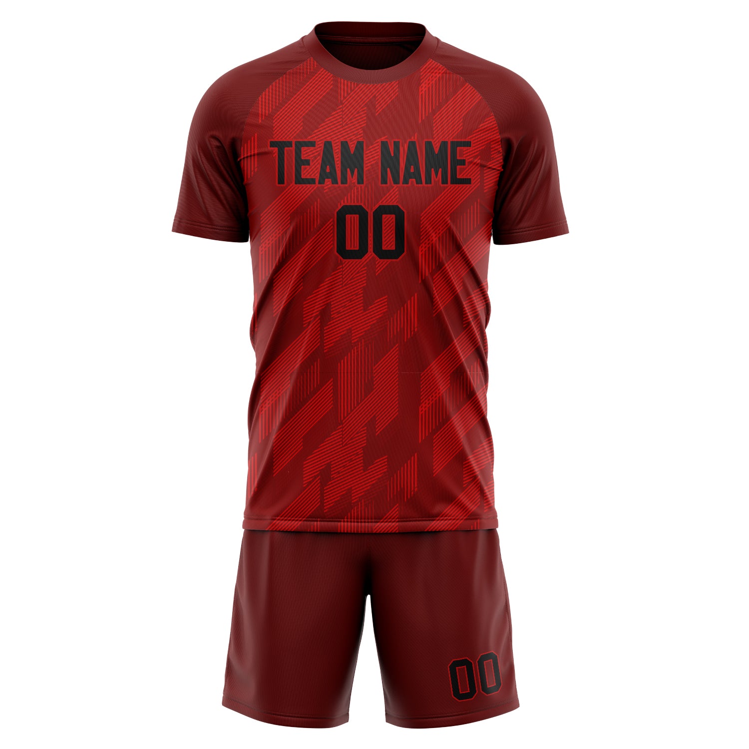 Custom Red Black GeometricalPattern Soccer Jersey