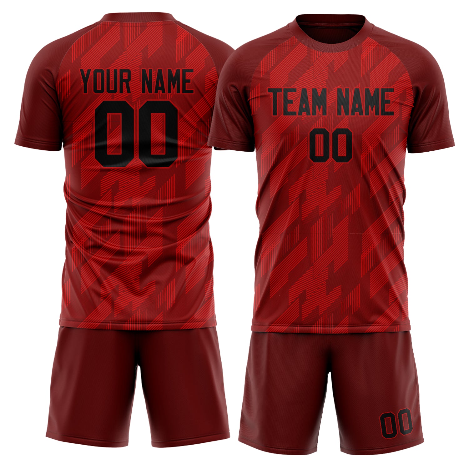 Custom Red Black GeometricalPattern Soccer Jersey