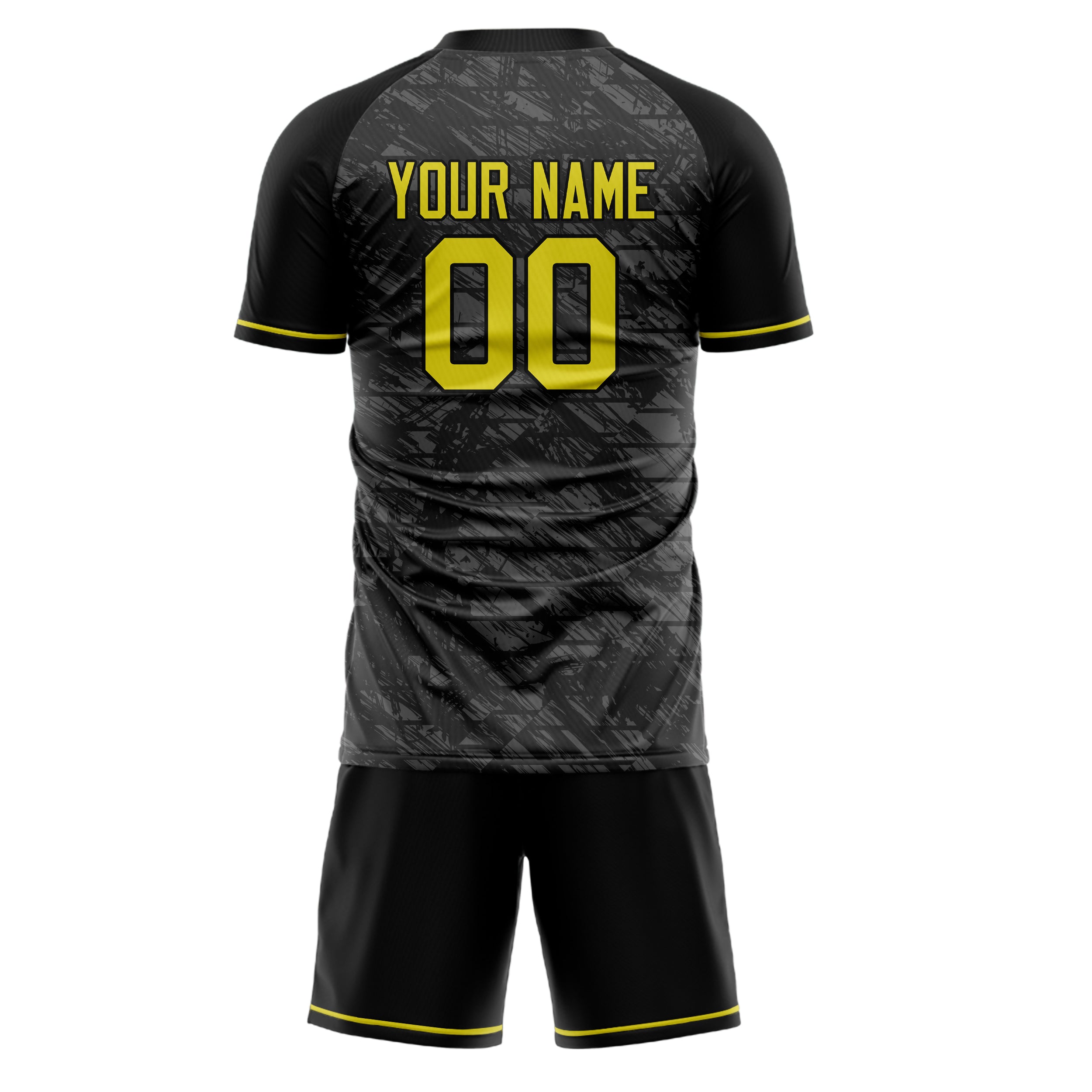Custom Black Gold GeometricalPattern Soccer Jersey