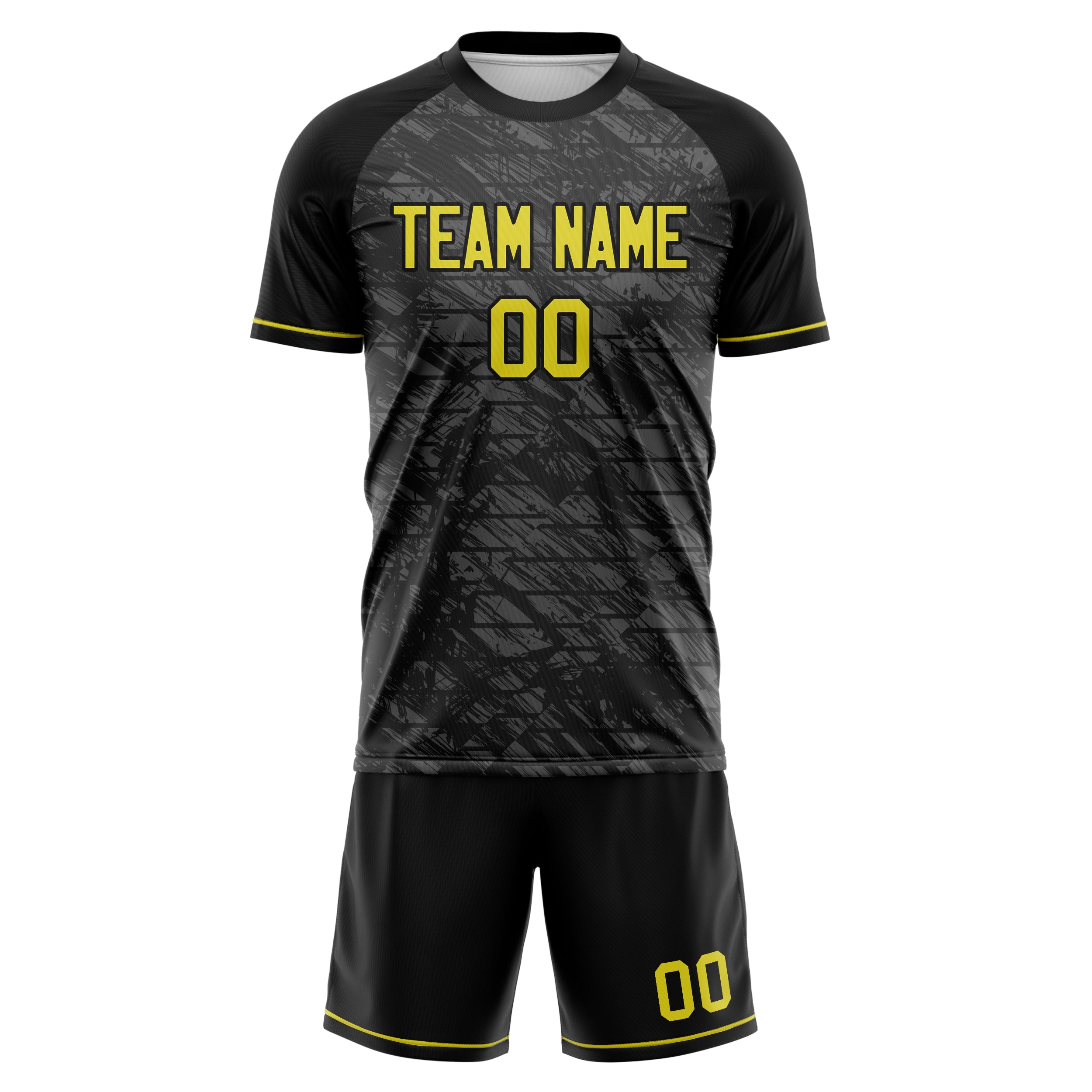 Custom Black Gold GeometricalPattern Soccer Jersey