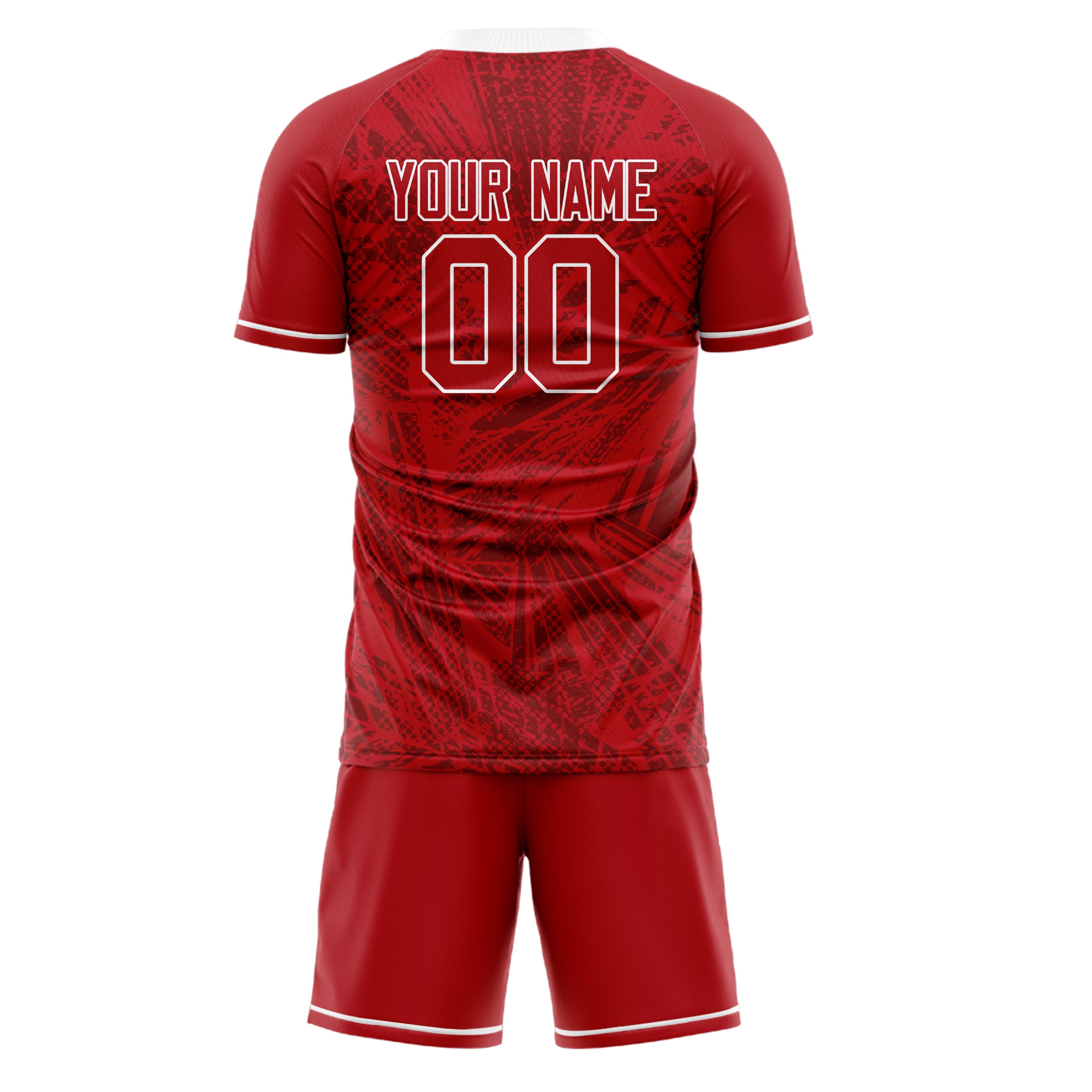 Custom Red White GeometricalPattern Soccer Jersey