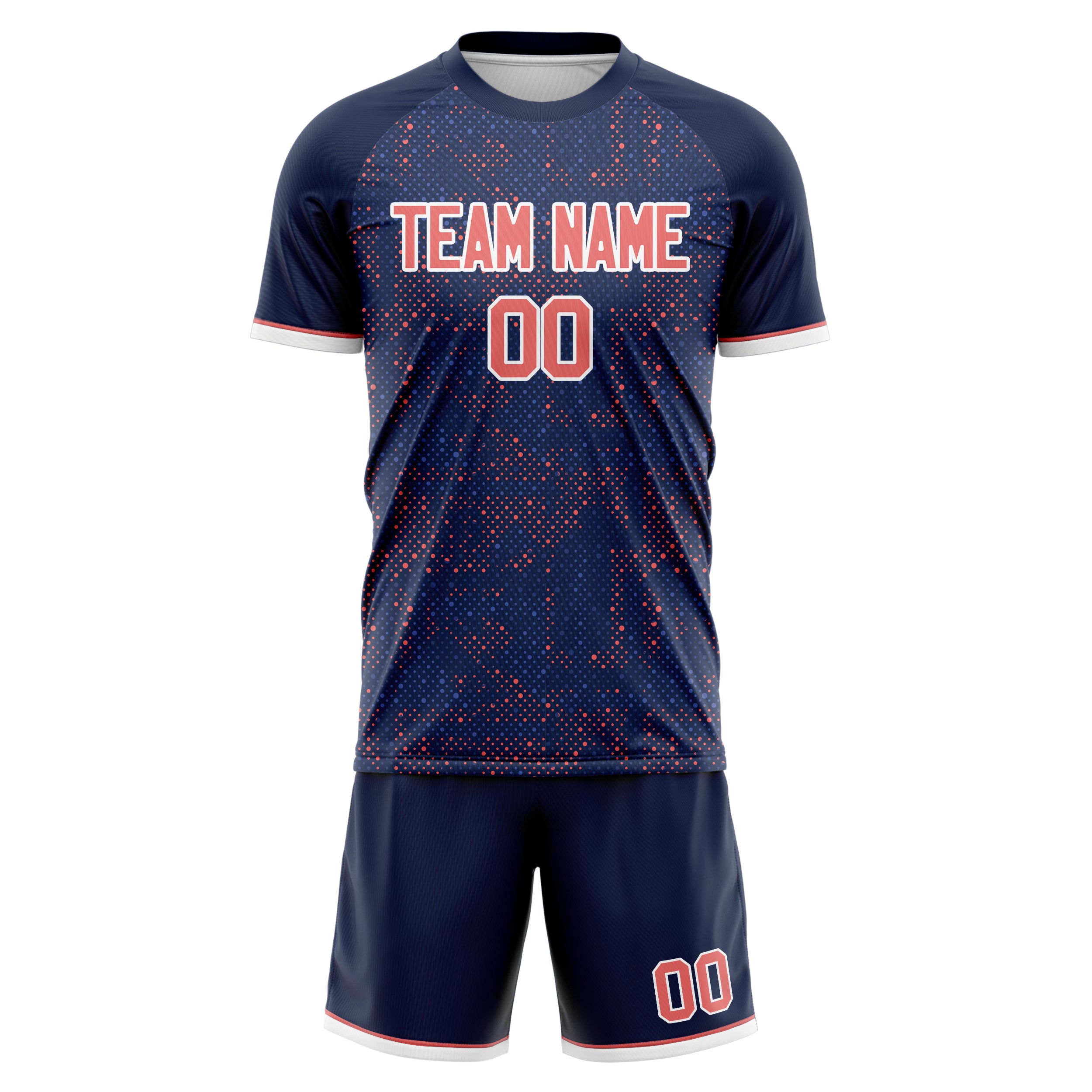 Custom Navy Pink GeometricalPattern Soccer Jersey