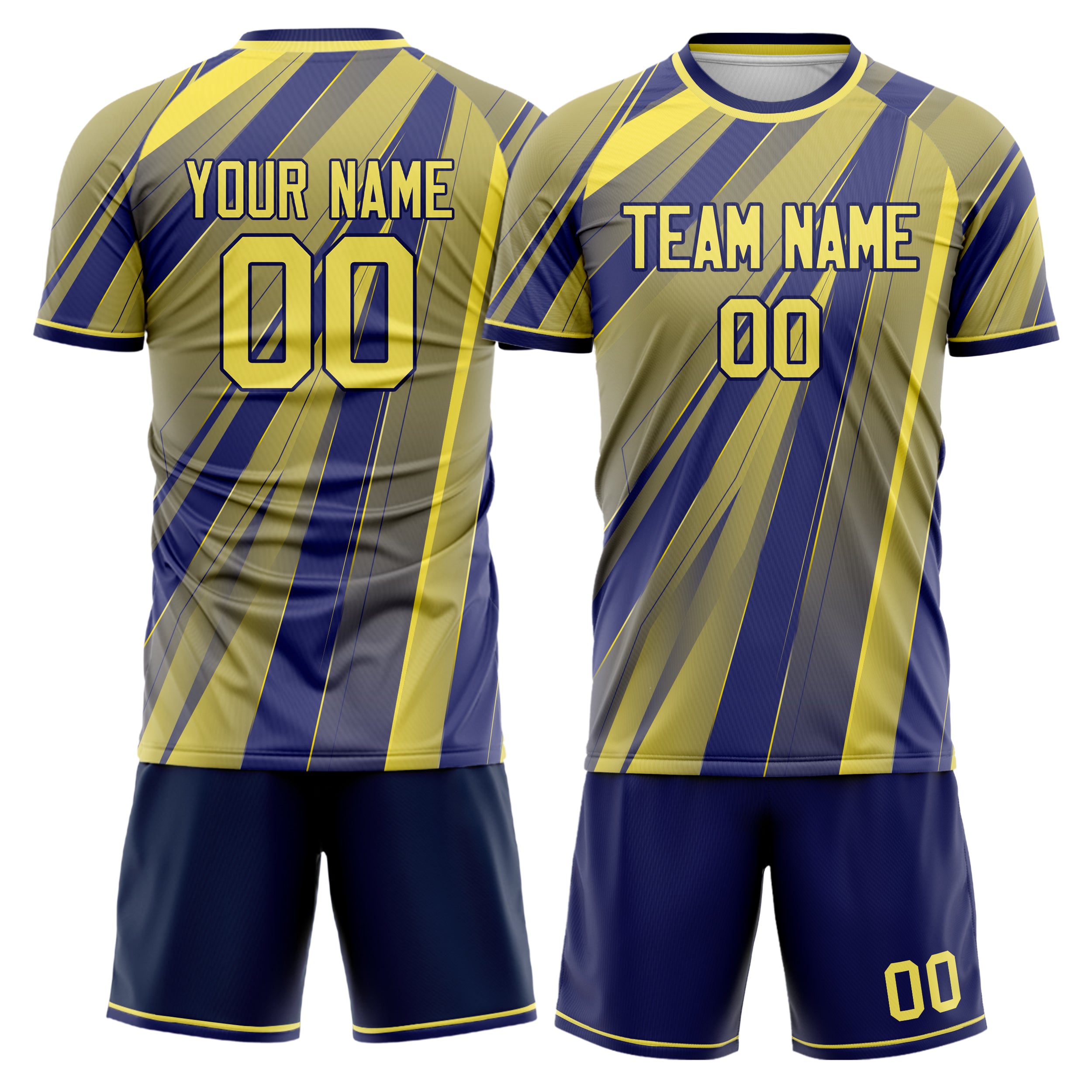 Custom Yellow Royal GeometricalPattern Soccer Jersey