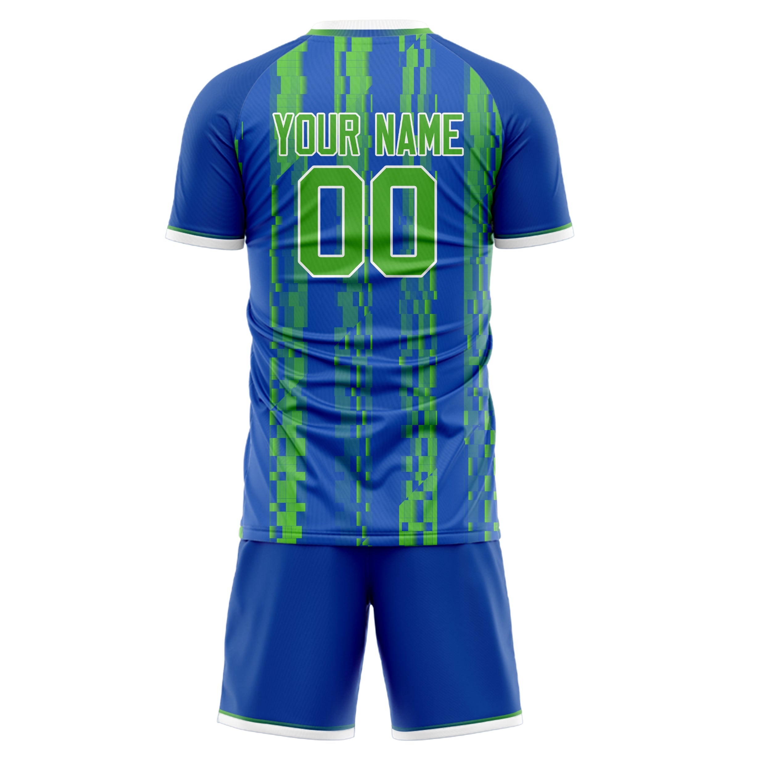 Custom Royal Neon Green GeometricalPattern Soccer Jersey