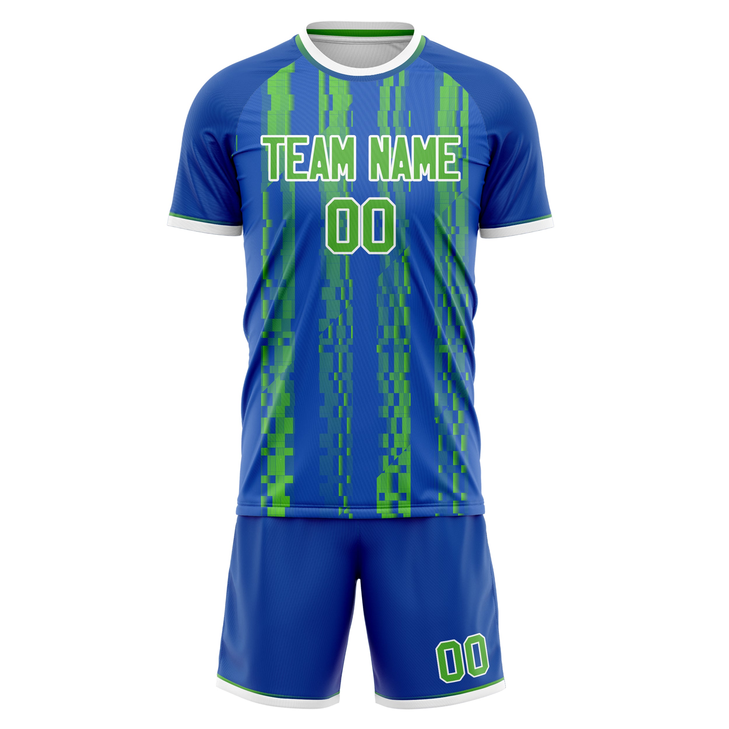 Custom Royal Neon Green GeometricalPattern Soccer Jersey