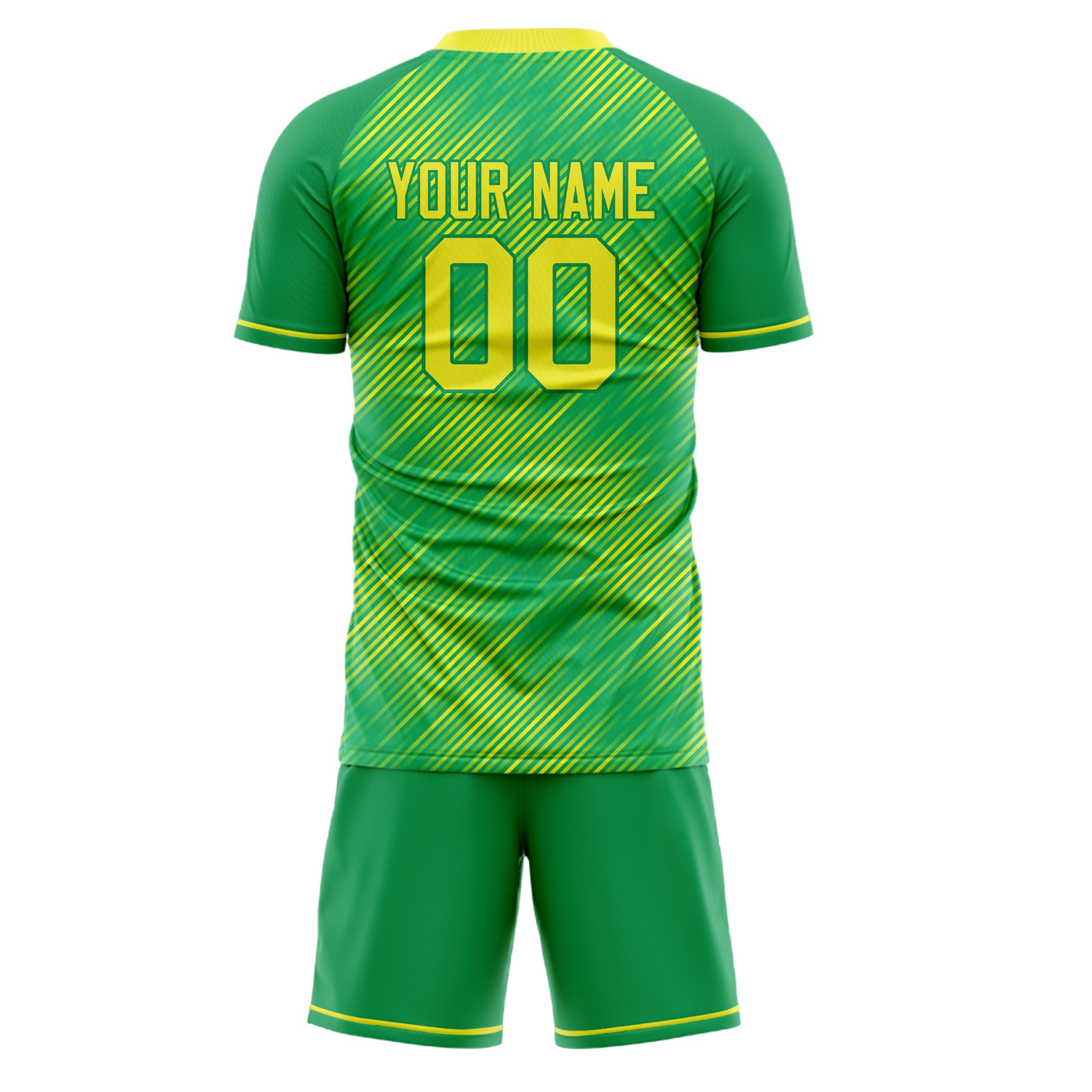 Custom Green Yellow GeometricalPattern Soccer Jersey