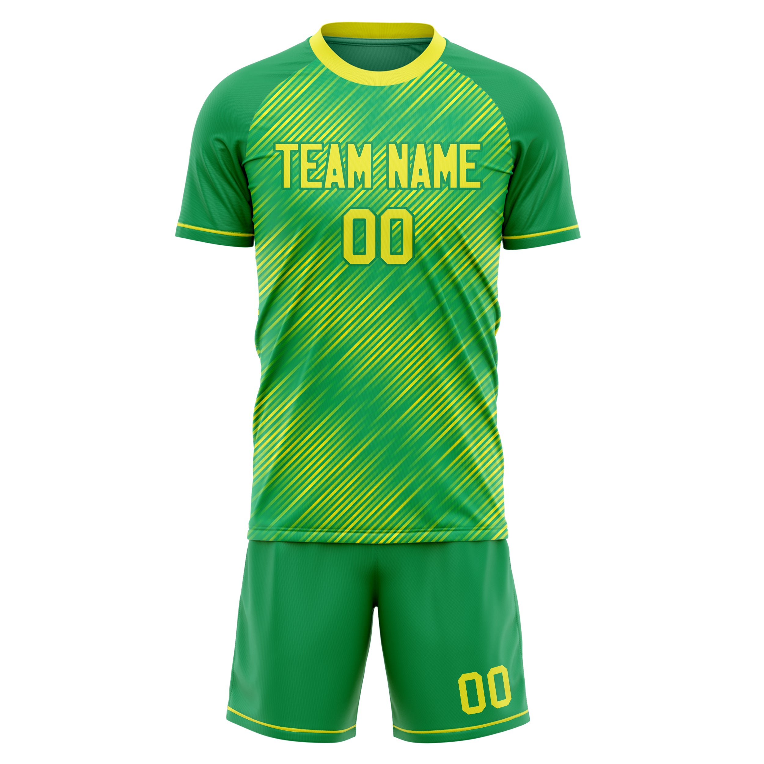 Custom Green Yellow GeometricalPattern Soccer Jersey