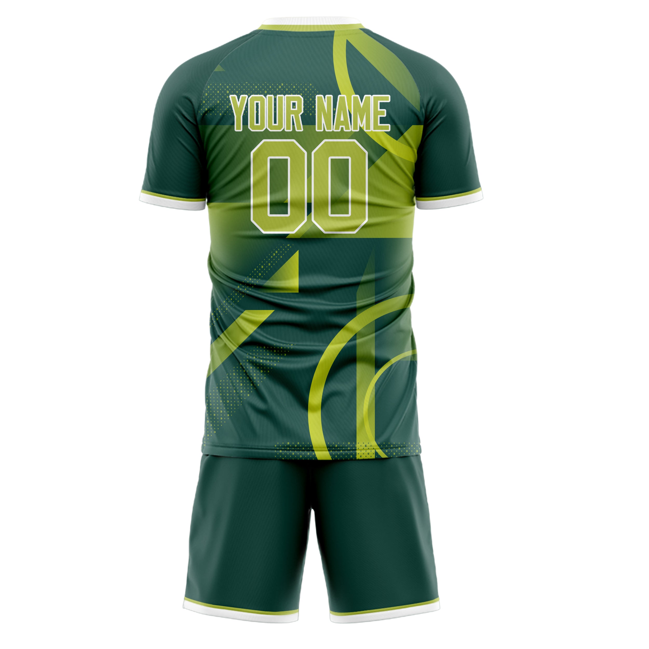 Custom Green White GeometricalPattern Soccer Jersey