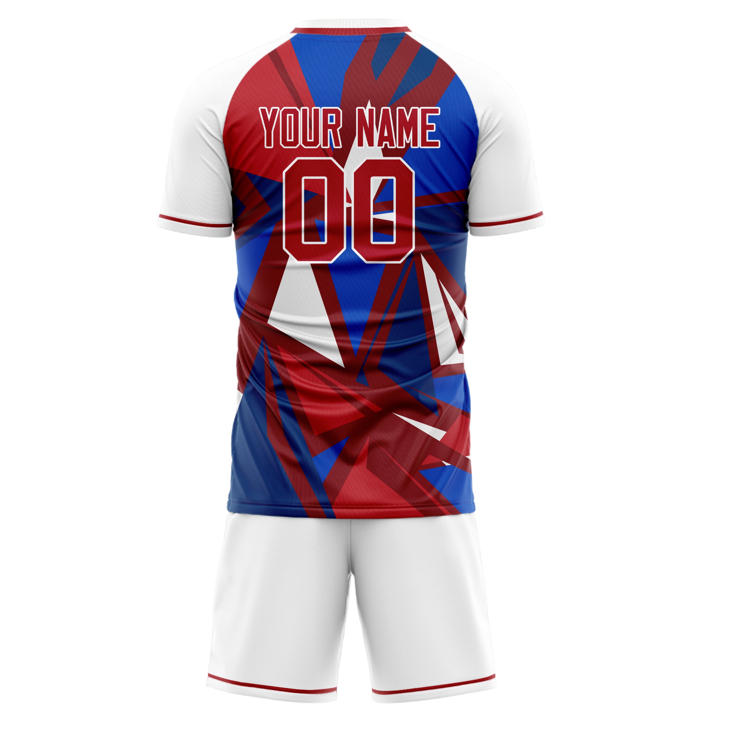 Custom Red White GeometricalPattern Soccer Jersey