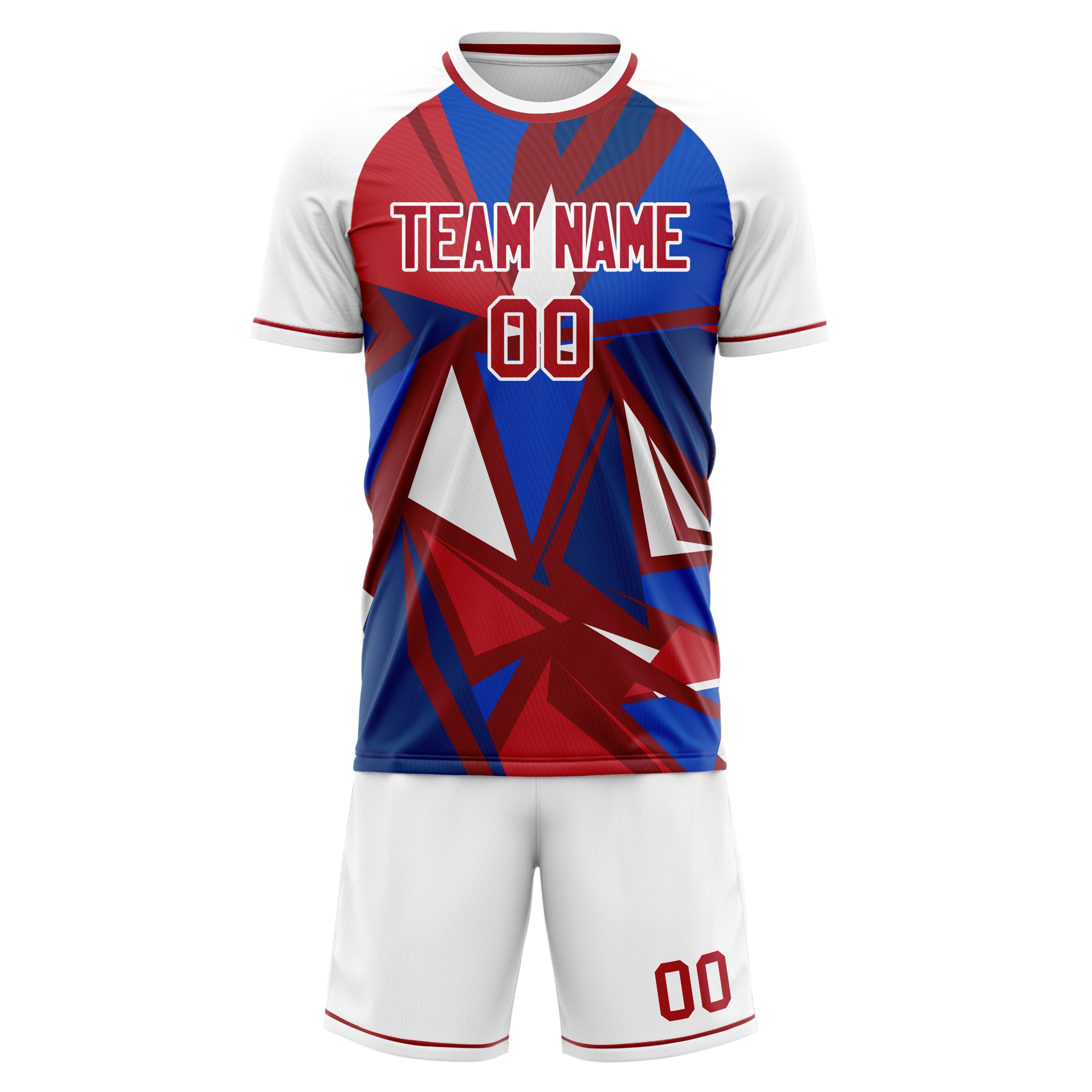 Custom Red White GeometricalPattern Soccer Jersey