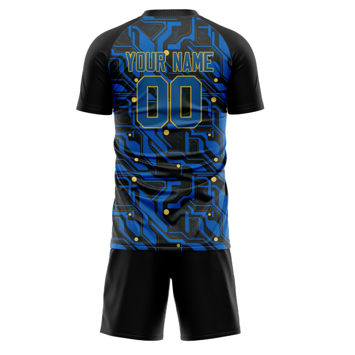 Custom Royal Black GeometricalPattern Soccer Jersey