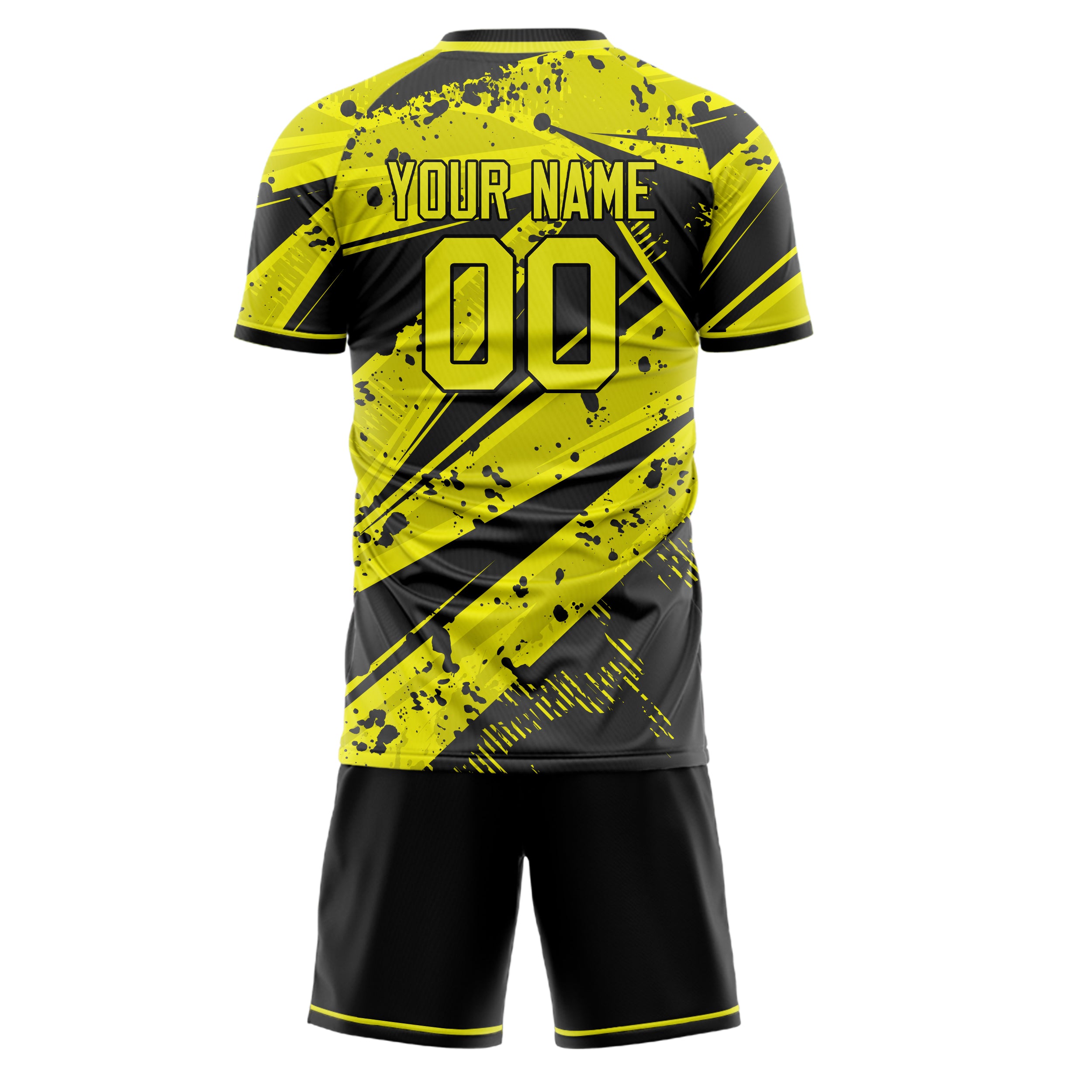 Custom Yellow Black GeometricalPattern Soccer Jersey