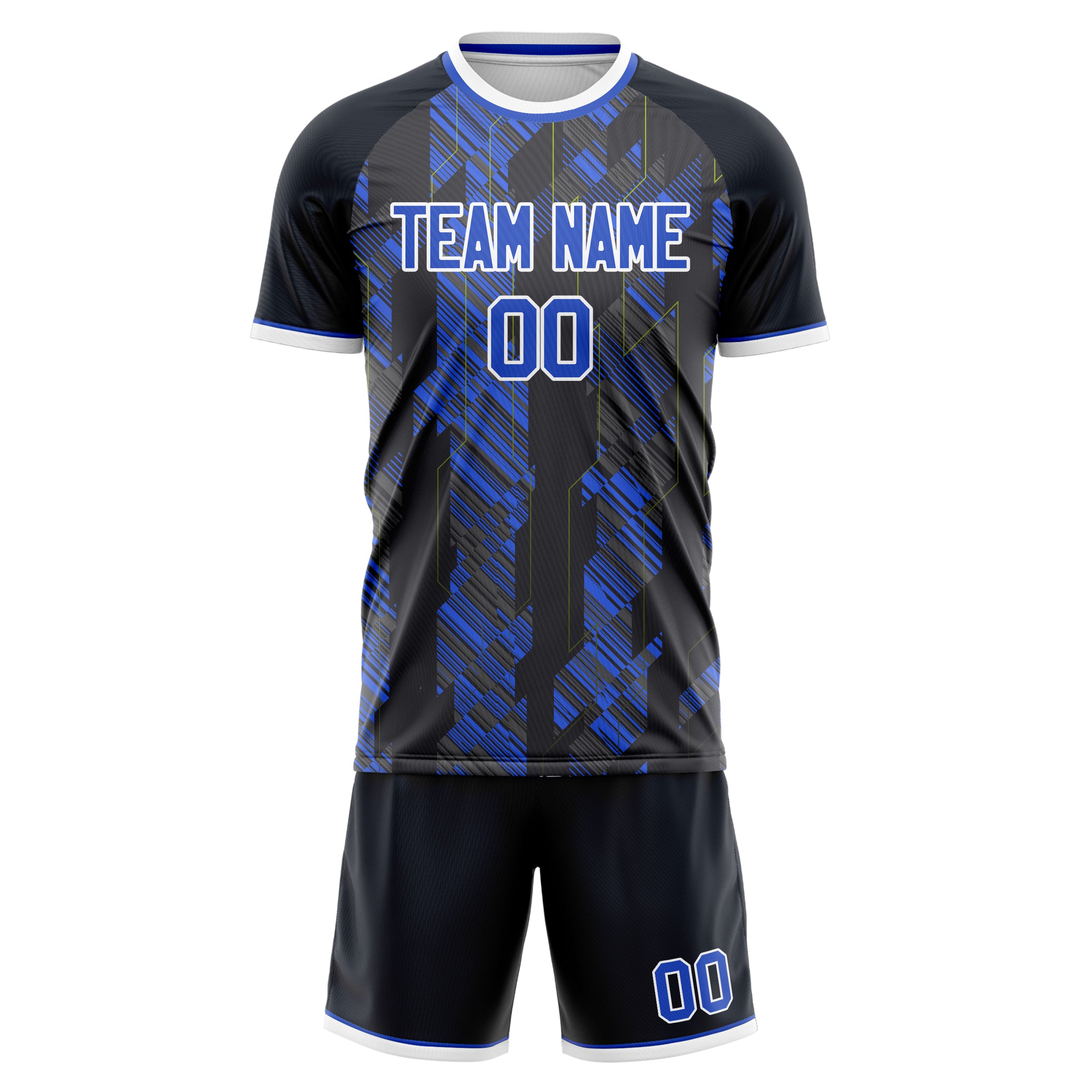 Custom Black Royal GeometricalPattern Soccer Jersey