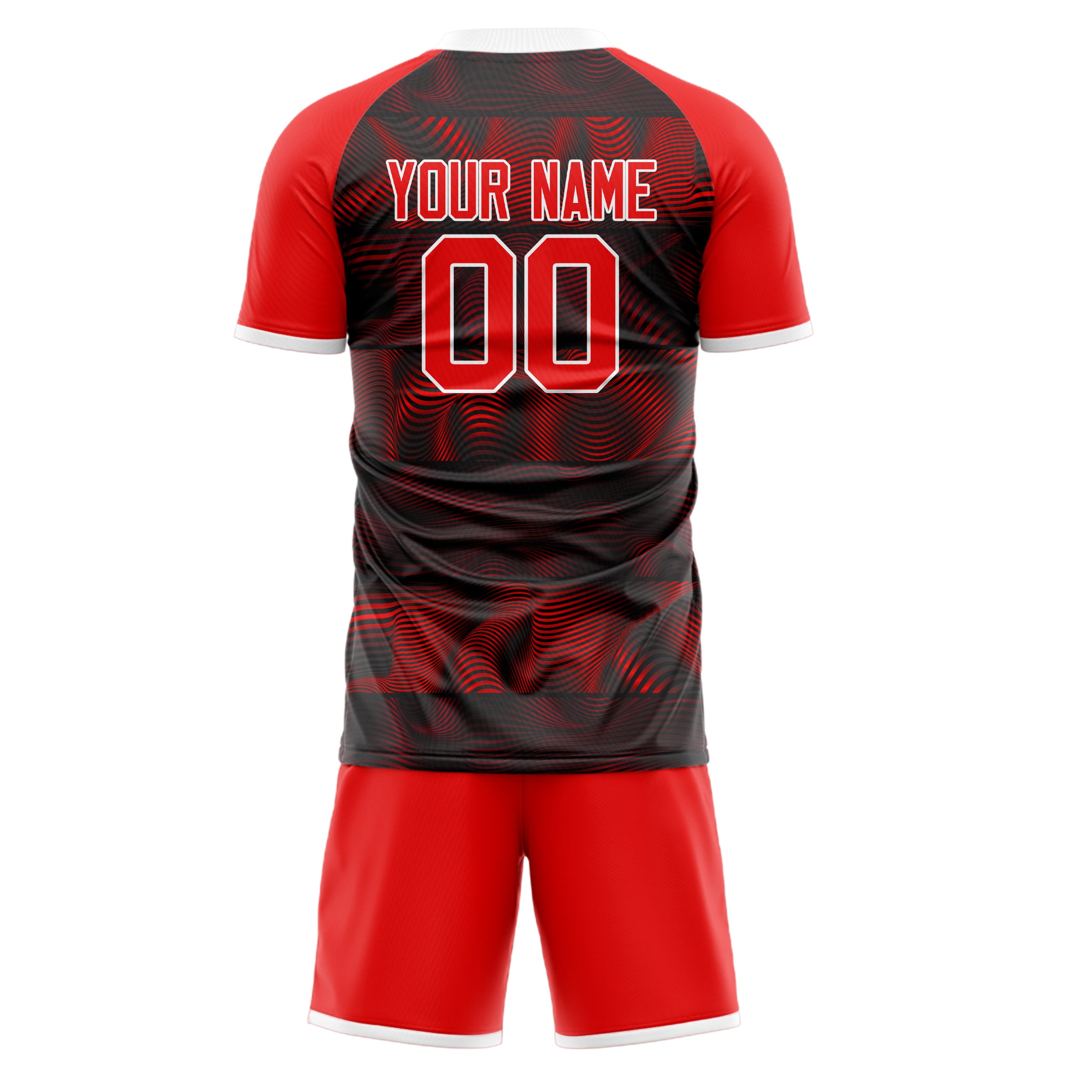 Custom Red Black GeometricalPattern Soccer Jersey