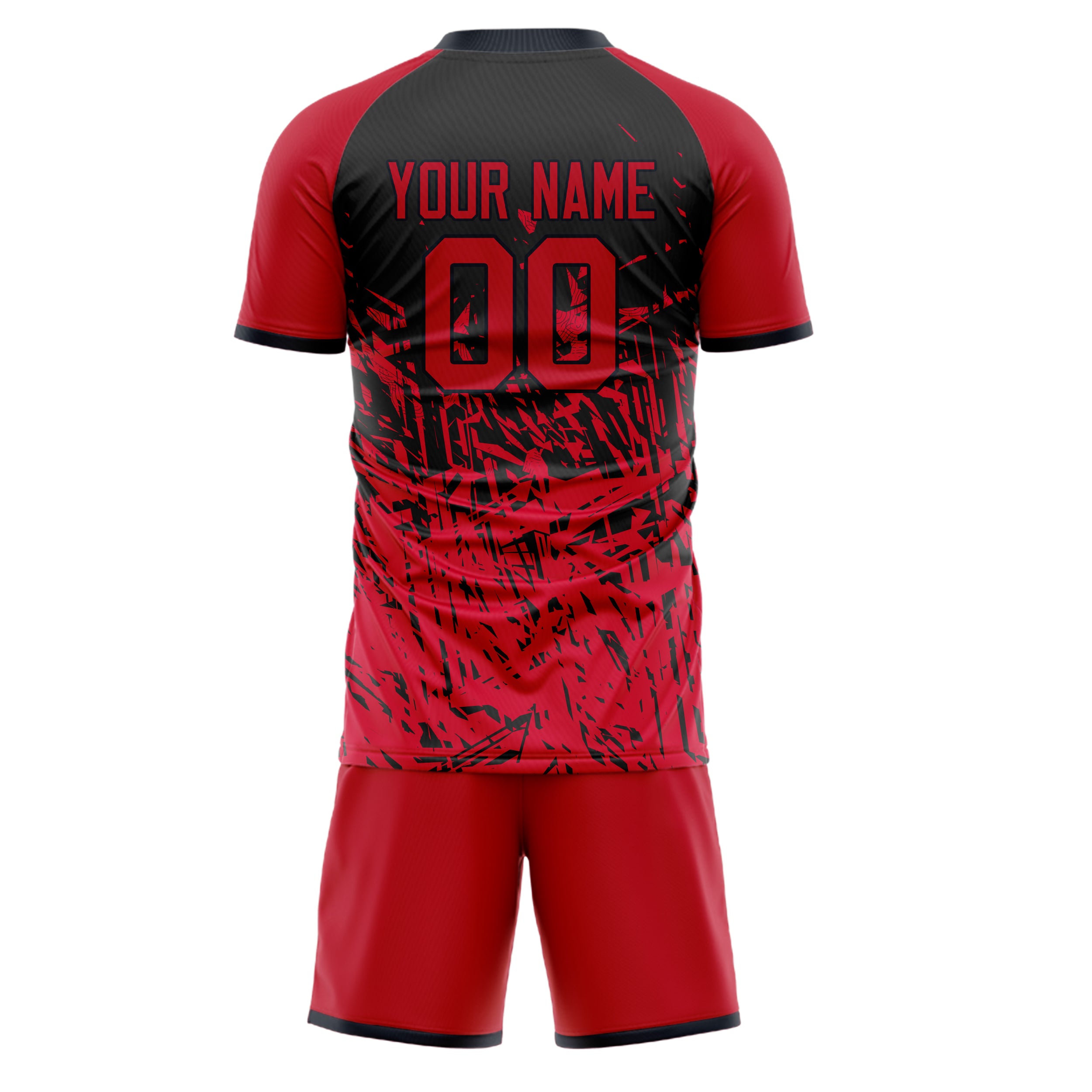 Custom Red Black GeometricalPattern Soccer Jersey
