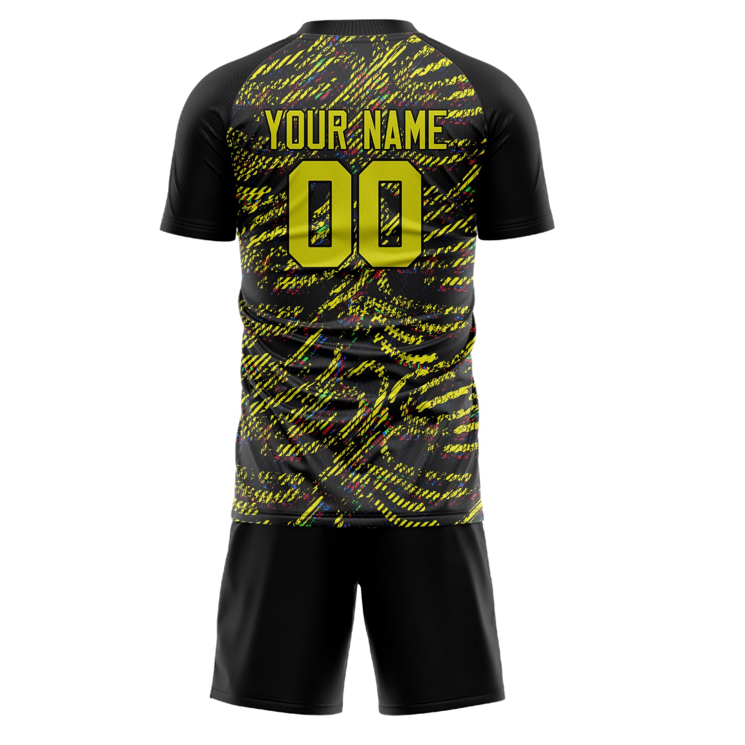 Custom Yellow Black GeometricalPattern Soccer Jersey