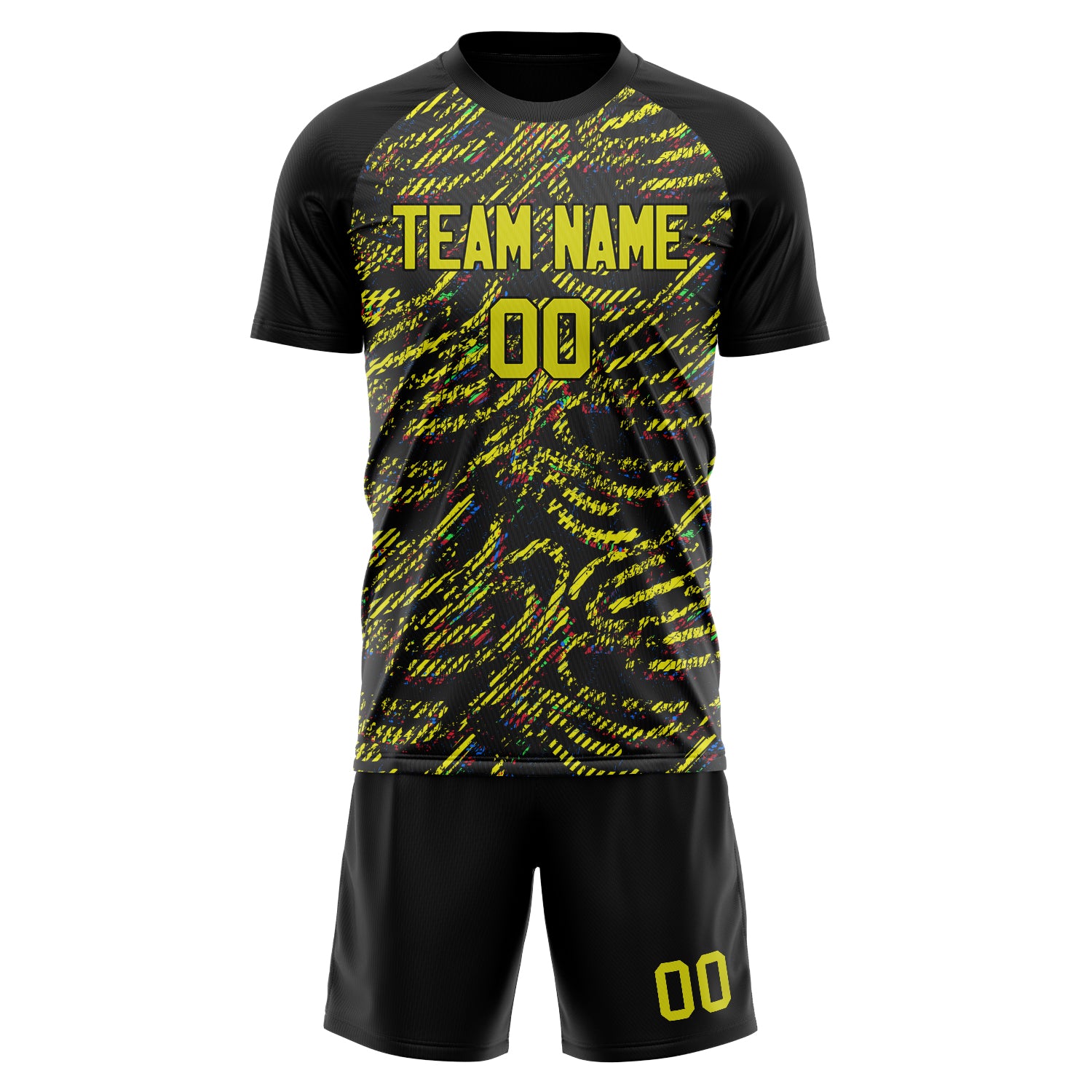 Custom Yellow Black GeometricalPattern Soccer Jersey