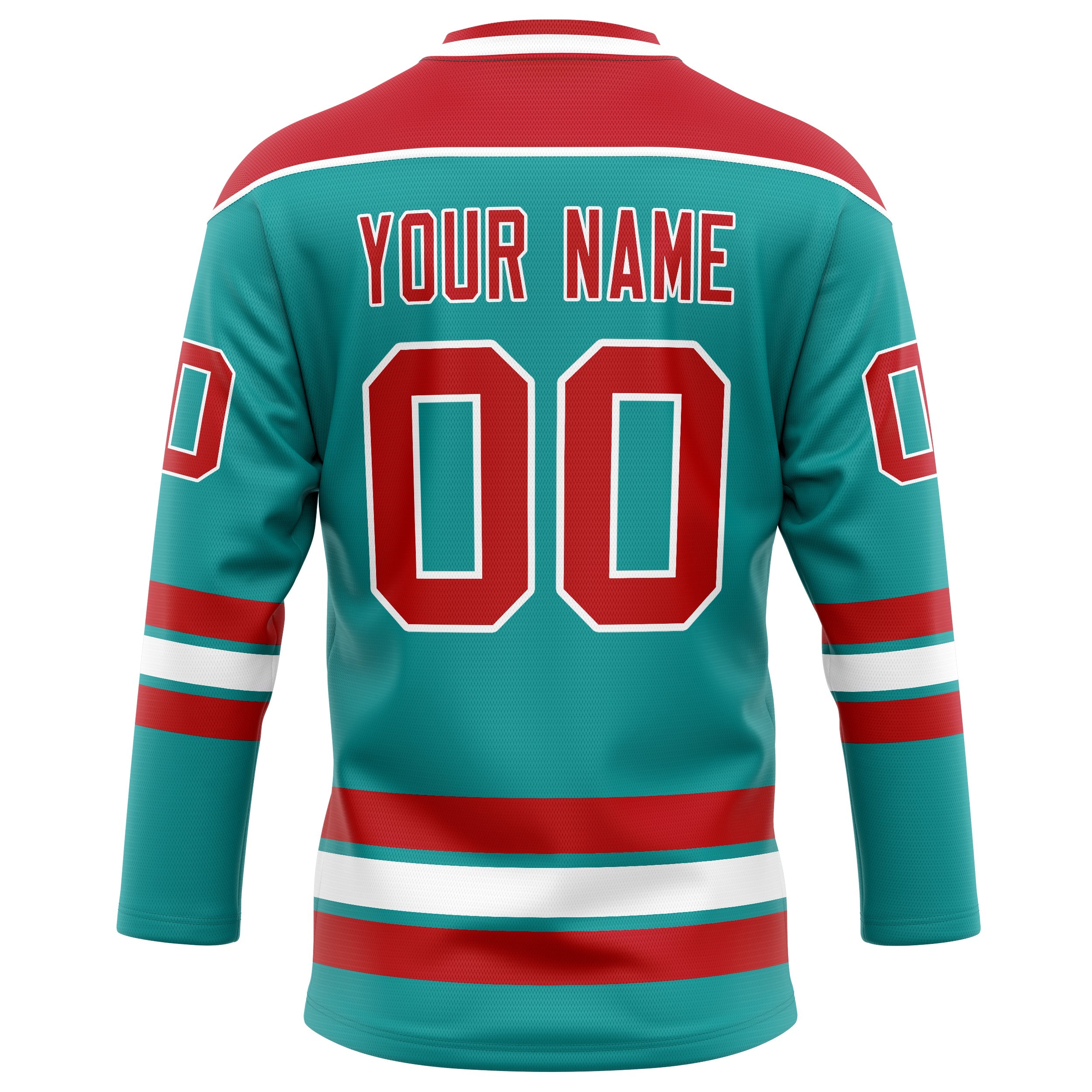Custom Aqua Red Solid Colour Hockey Jersey