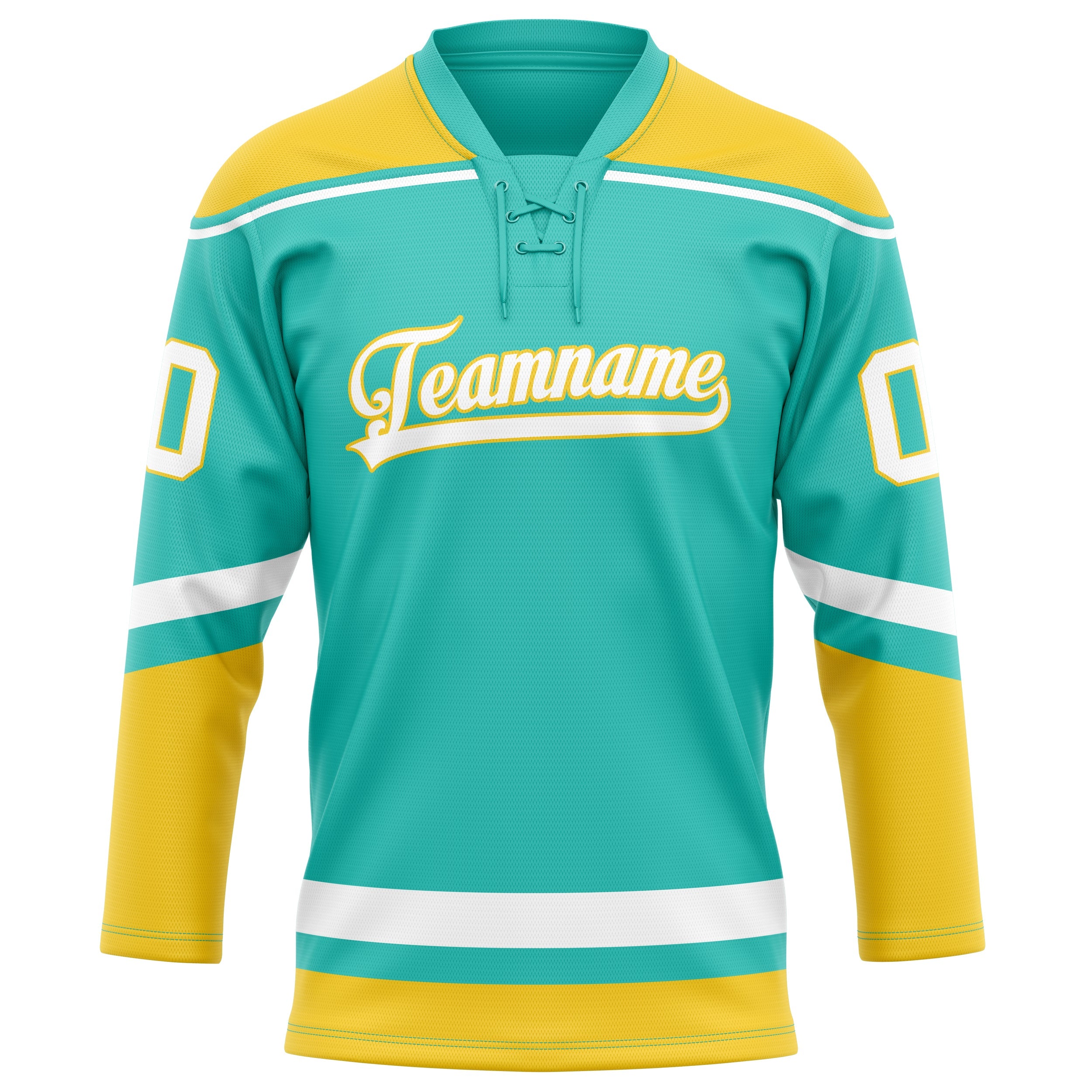 Custom Aqua Gold Solid Colour Hockey Jersey