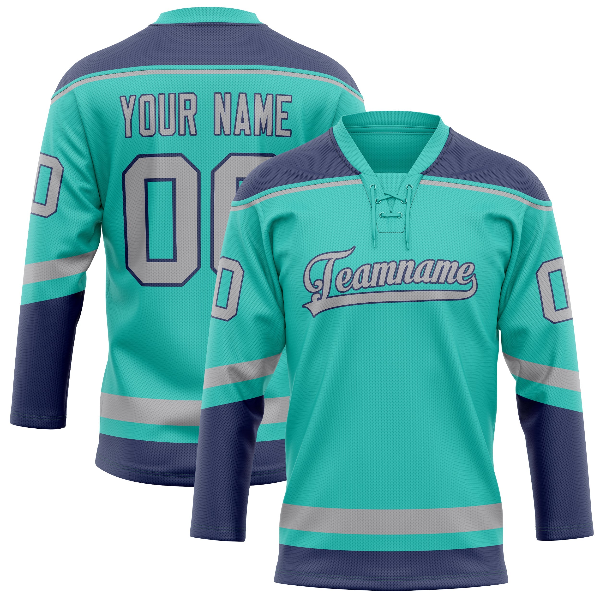 Custom Aqua Navy Solid Colour Hockey Jersey