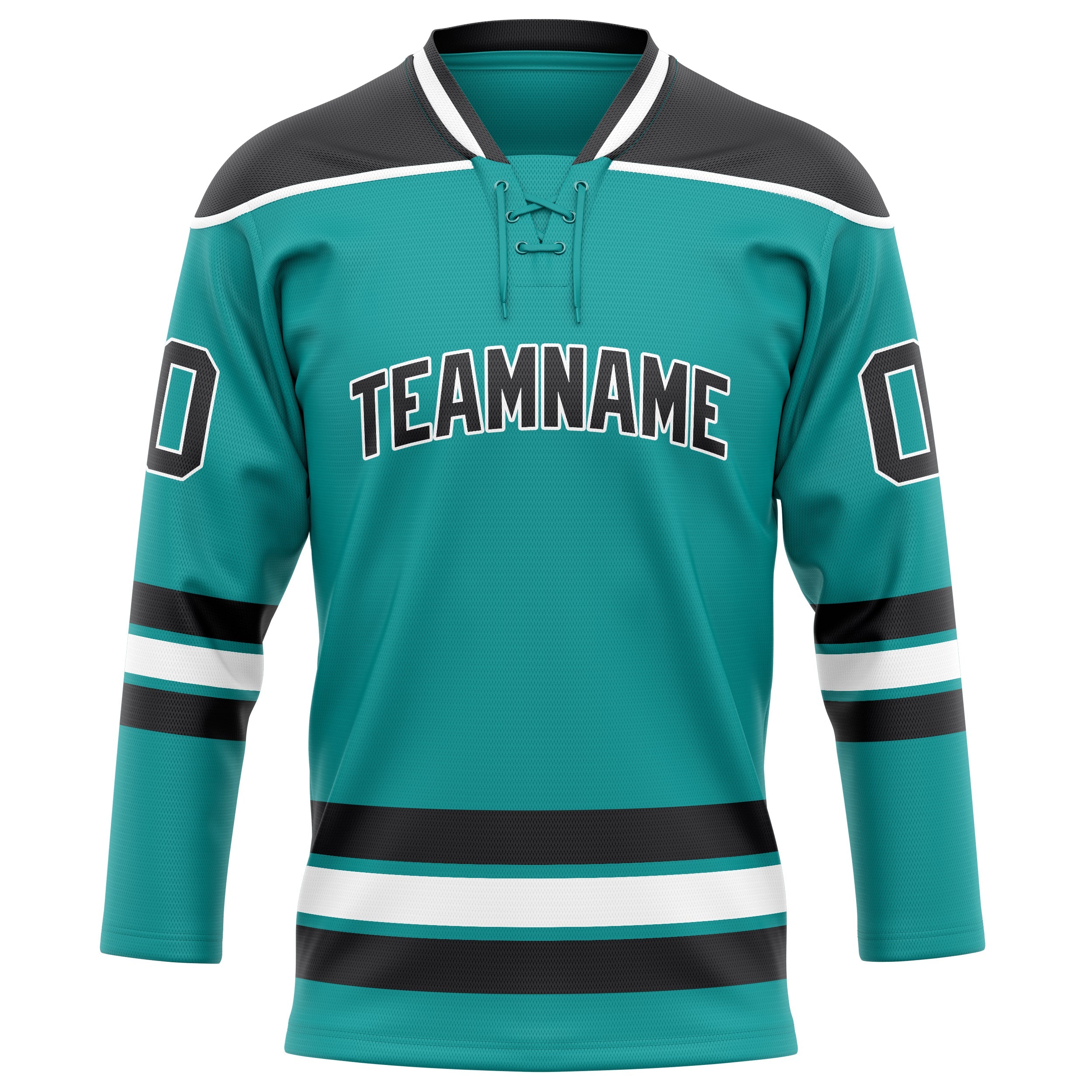 Custom Aqua Black Solid Colour Hockey Jersey