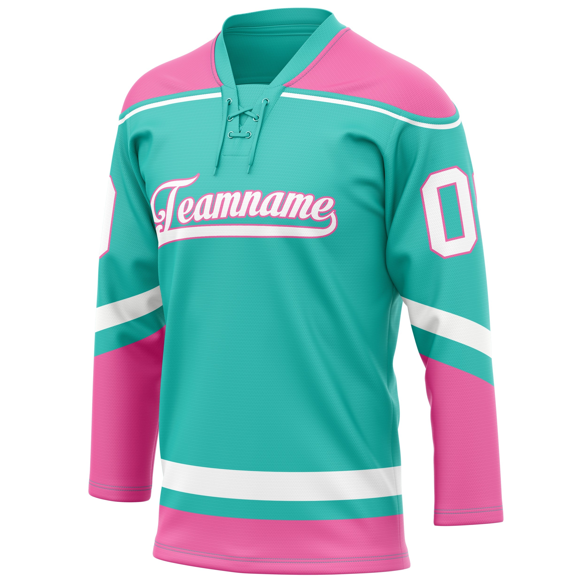 Custom Aqua Pink Solid Colour Hockey Jersey