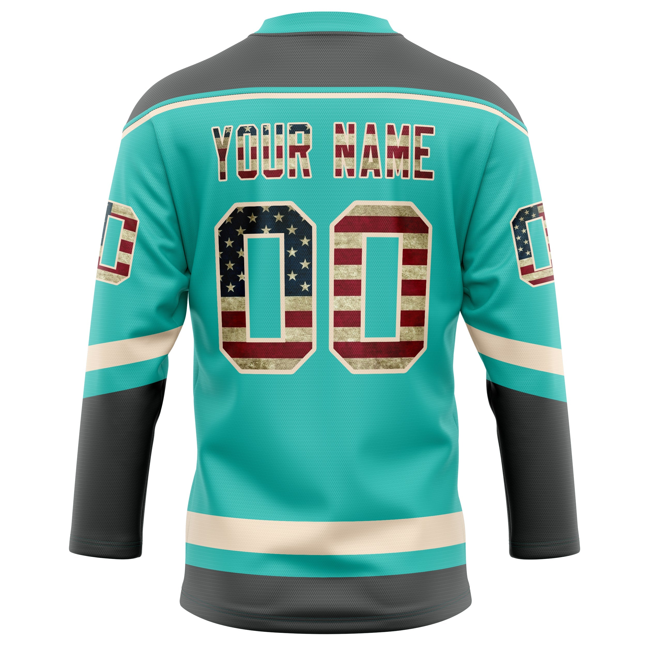 Custom Aqua Gray Solid Colour Hockey Jersey