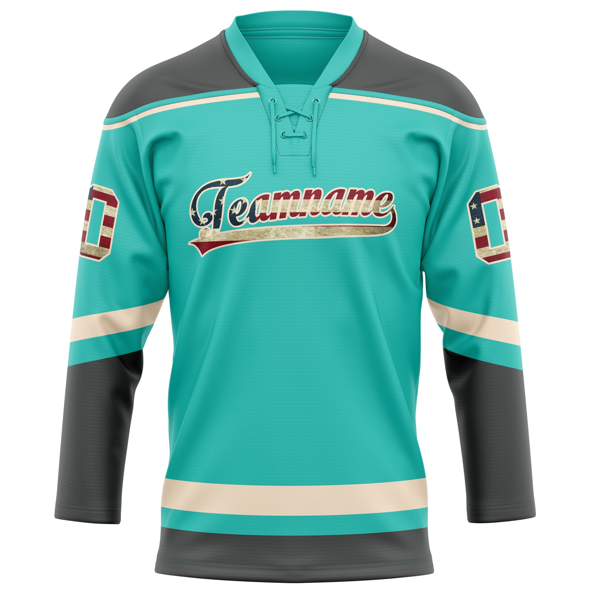 Custom Aqua Gray Solid Colour Hockey Jersey