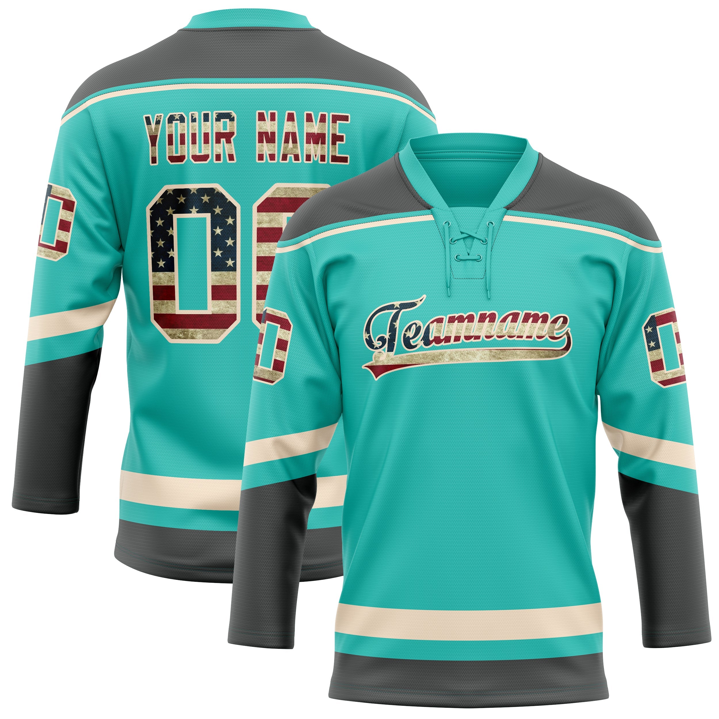 Custom Aqua Gray Solid Colour Hockey Jersey