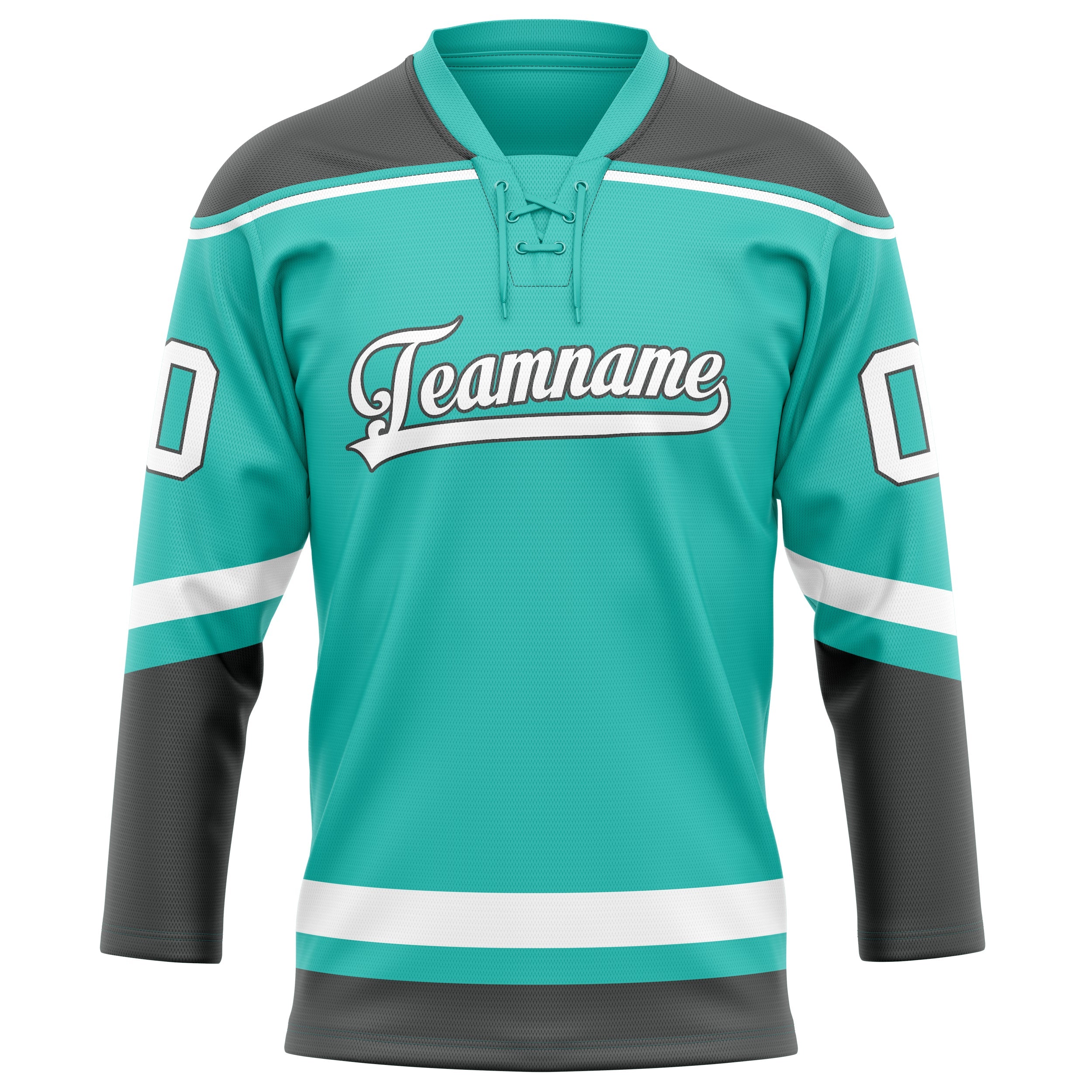 Custom Aqua Gray Solid Colour Hockey Jersey