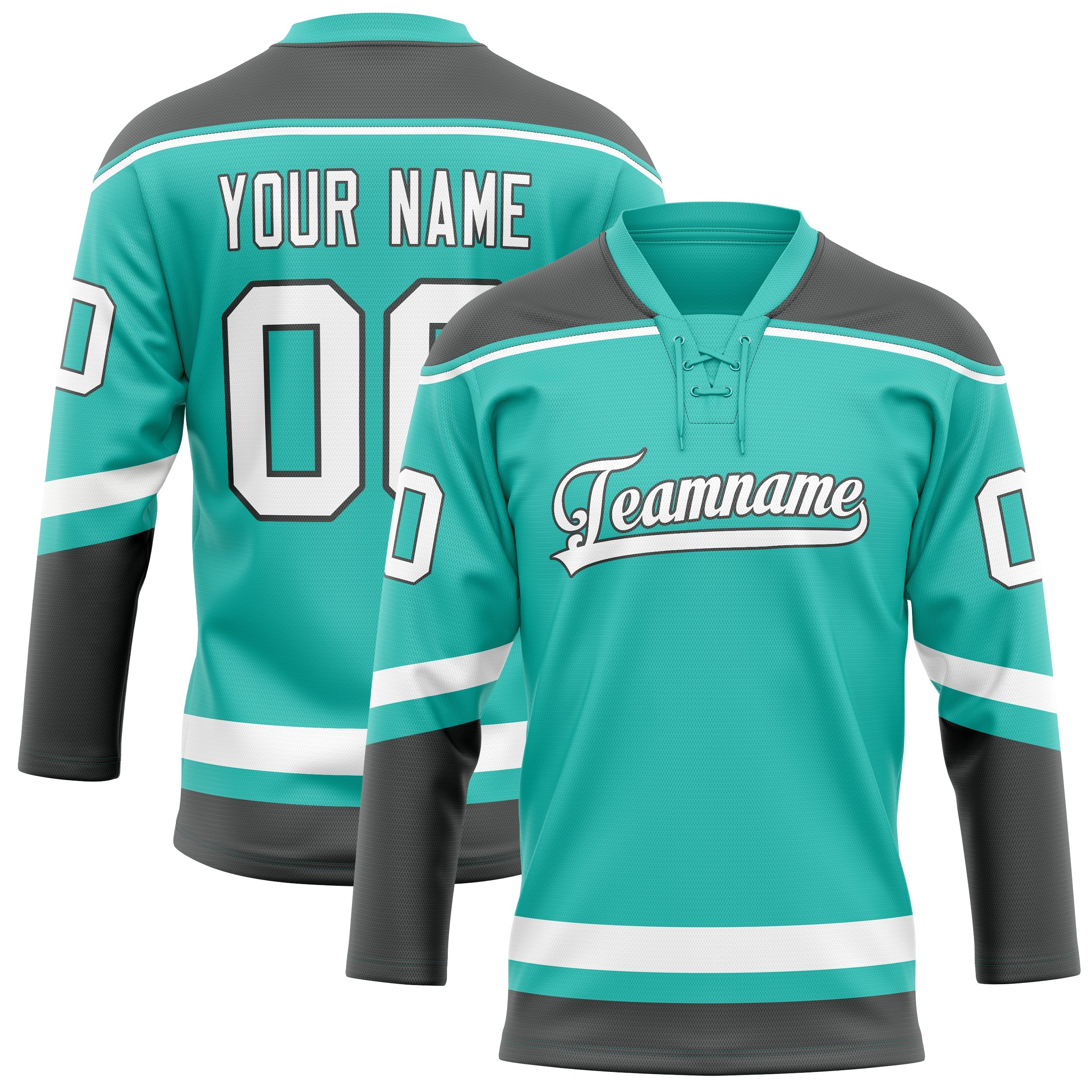 Custom Aqua Gray Solid Colour Hockey Jersey