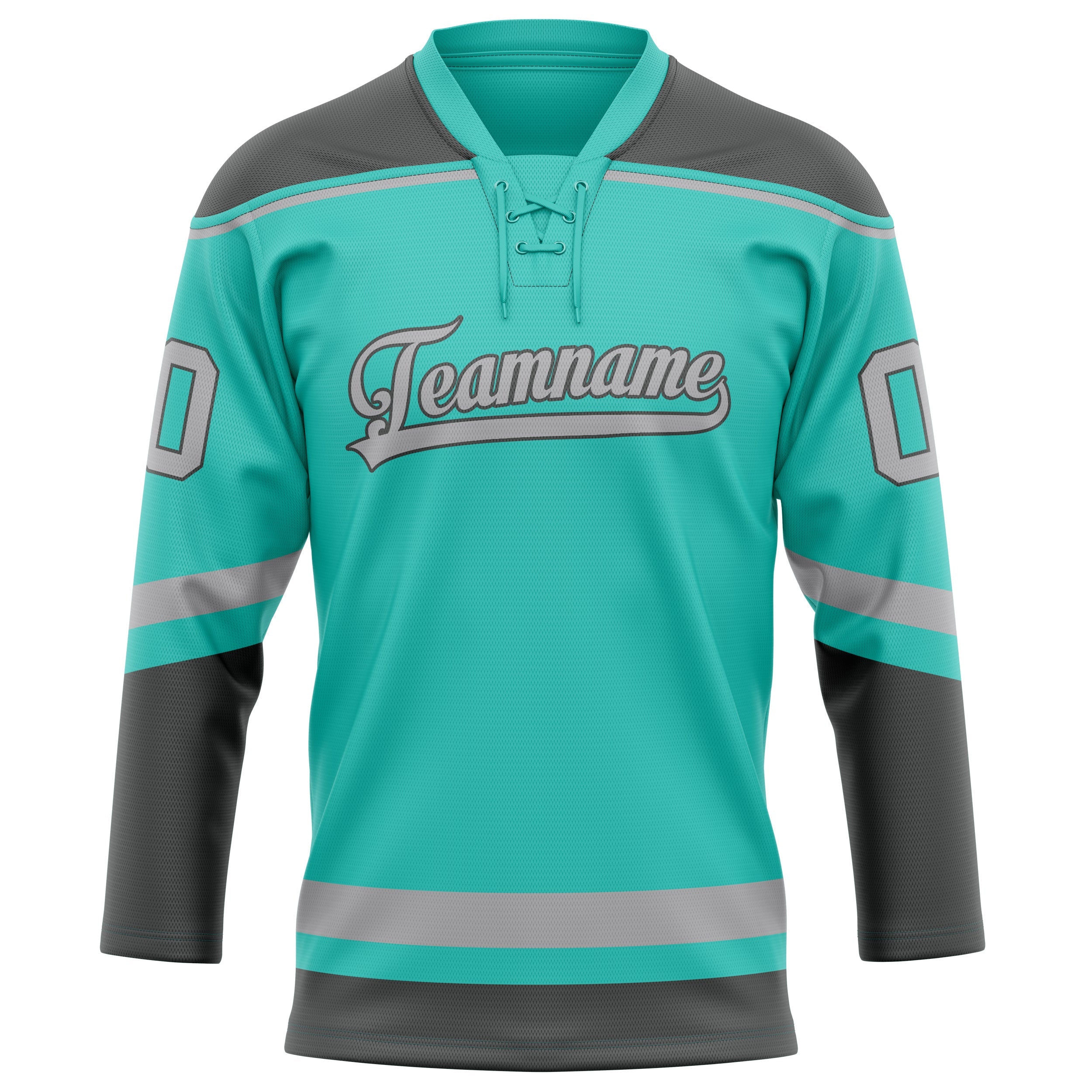 Custom Aqua Gray Solid Colour Hockey Jersey