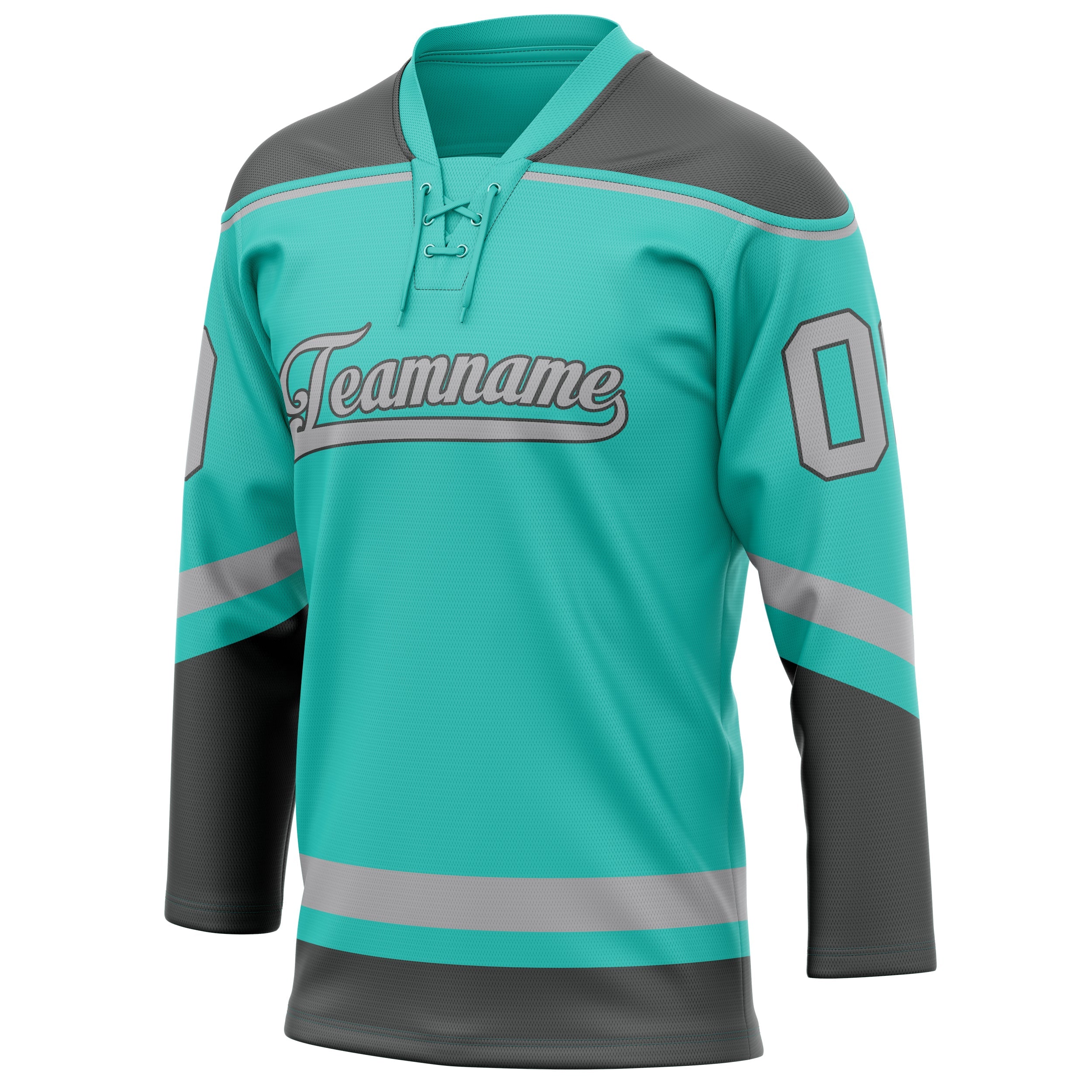 Custom Aqua Gray Solid Colour Hockey Jersey