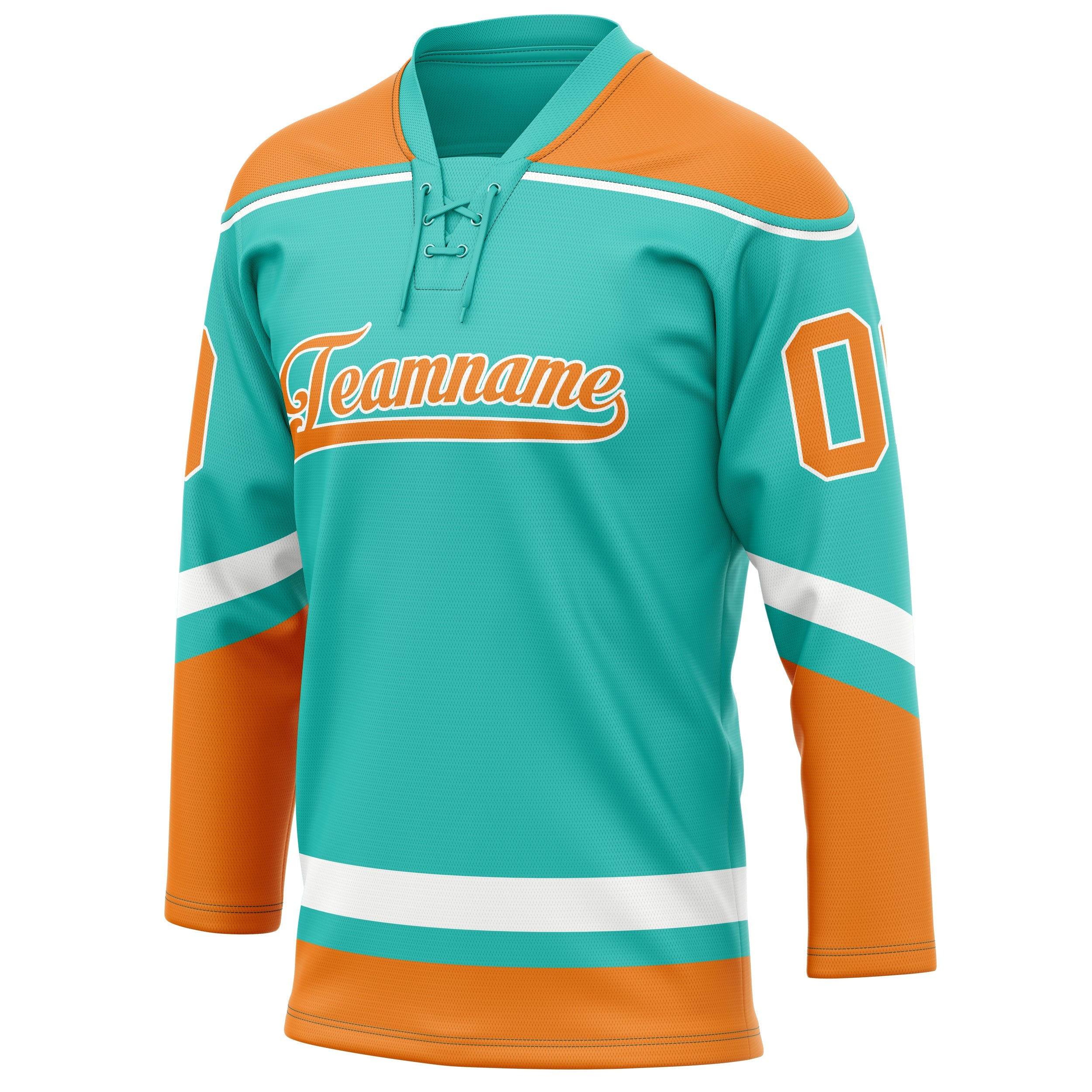 Custom Aqua Orange Solid Colour Hockey Jersey