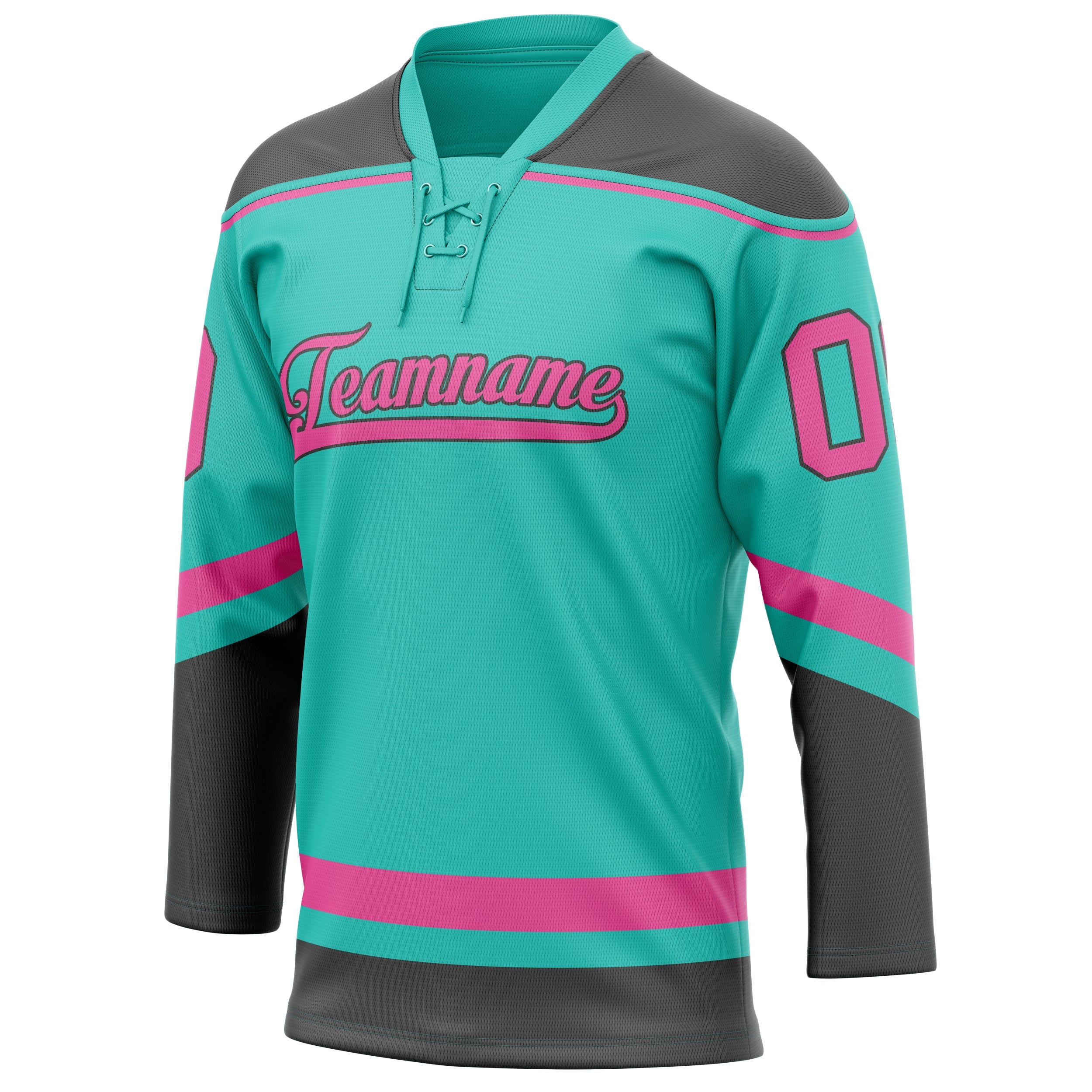 Custom Aqua Pink Solid Colour Hockey Jersey