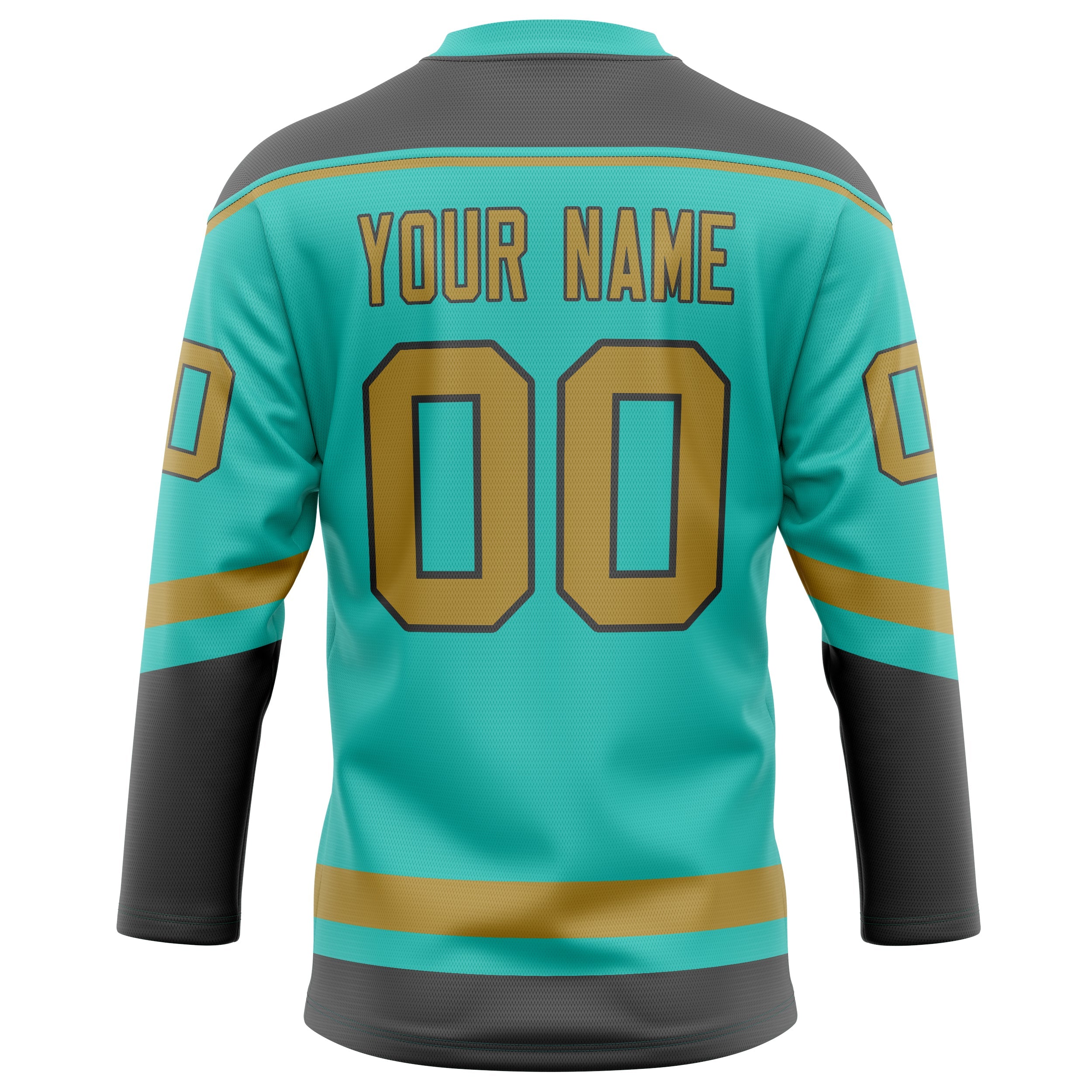 Custom Aqua Old Gold Solid Colour Hockey Jersey