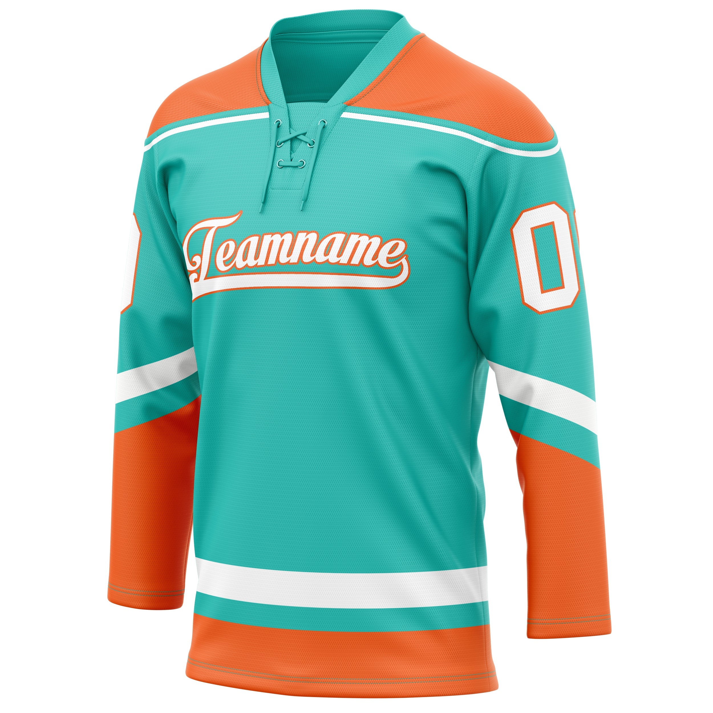 Custom Aqua Orange Solid Colour Hockey Jersey