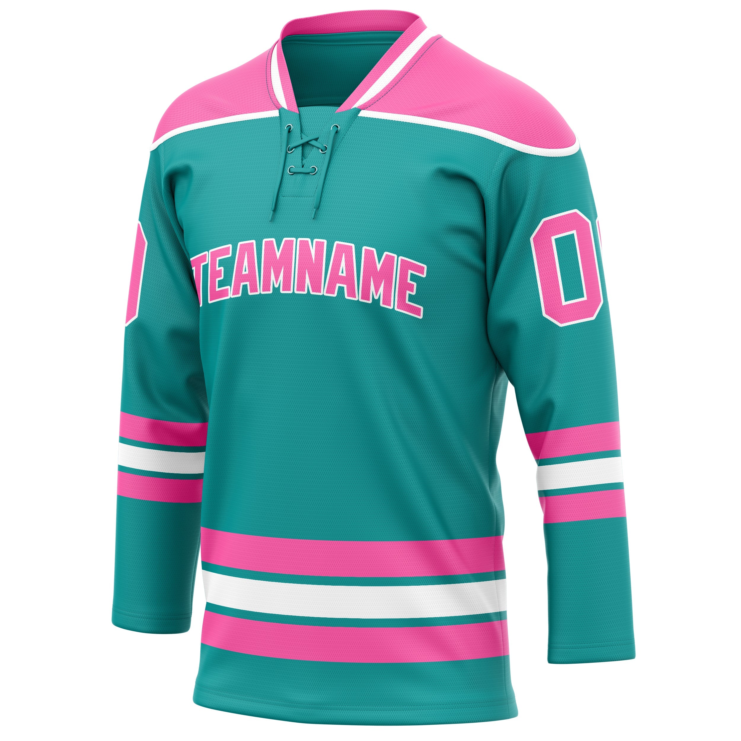 Custom Aqua Pink Solid Colour Hockey Jersey