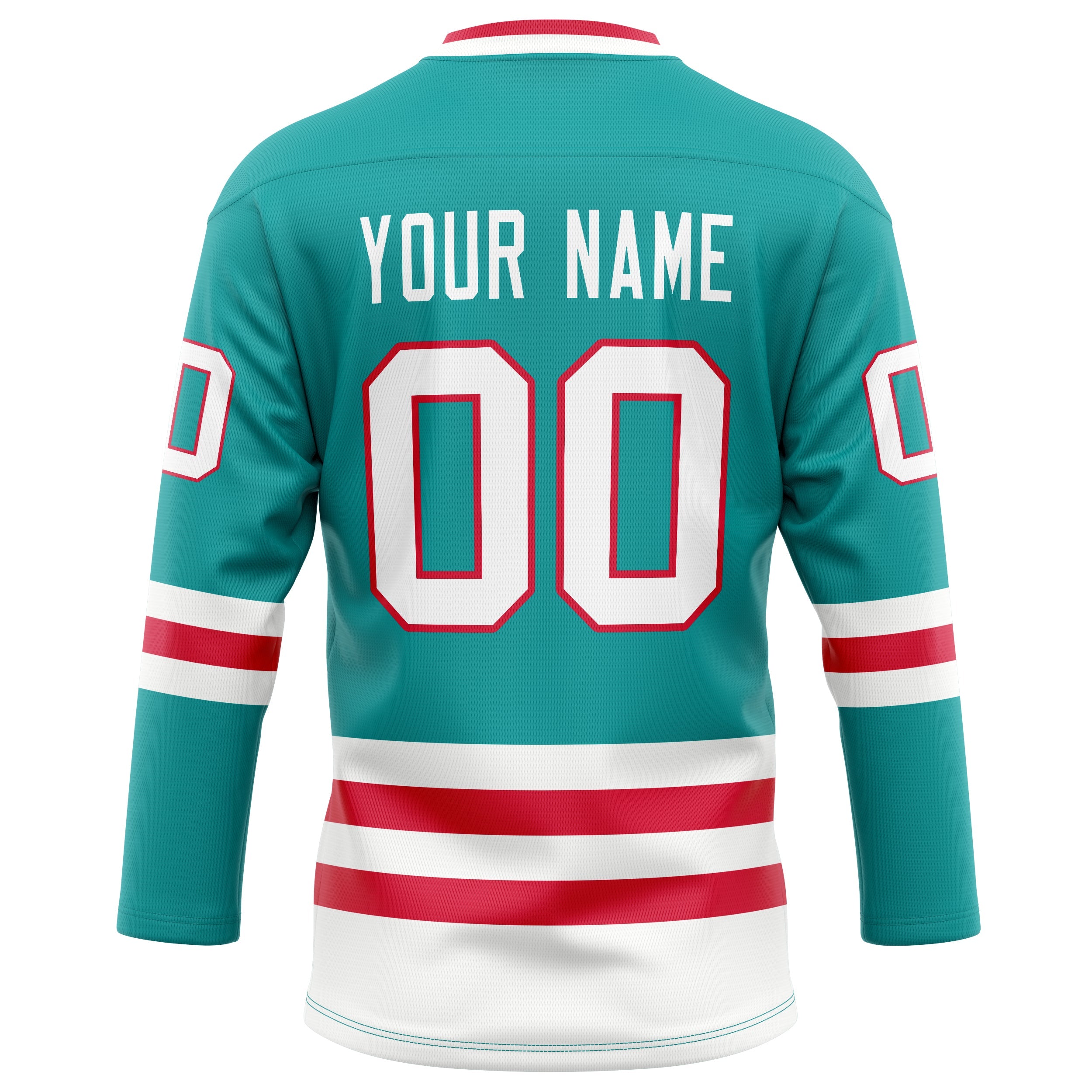 Custom Aqua Red Solid Colour Hockey Jersey
